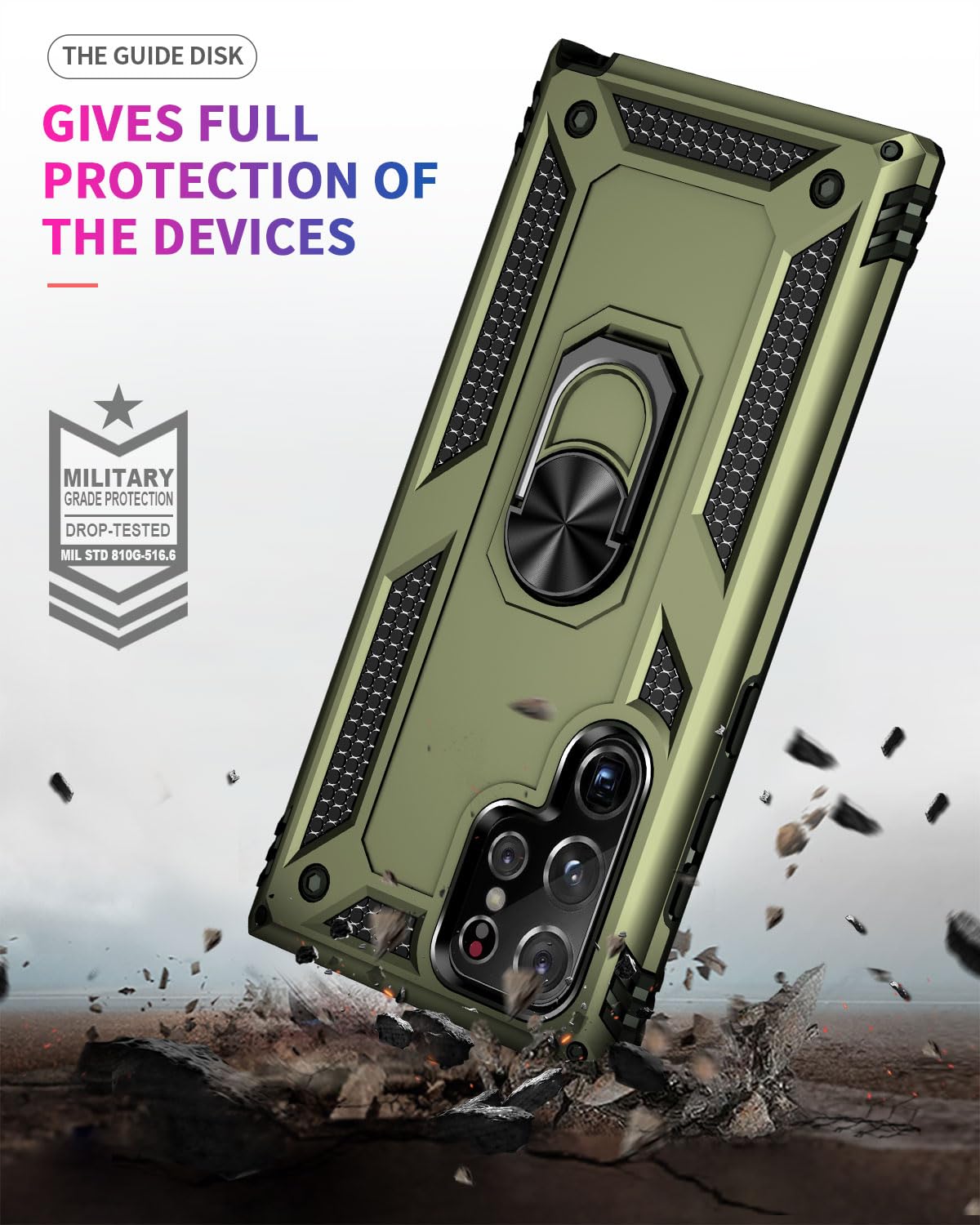 Addit Case For S22 Ultra Phone Case Samsung Galaxy S22 Ultra Case, Military Grade, Heavy Duty, With Ring Holder Stand, Support M