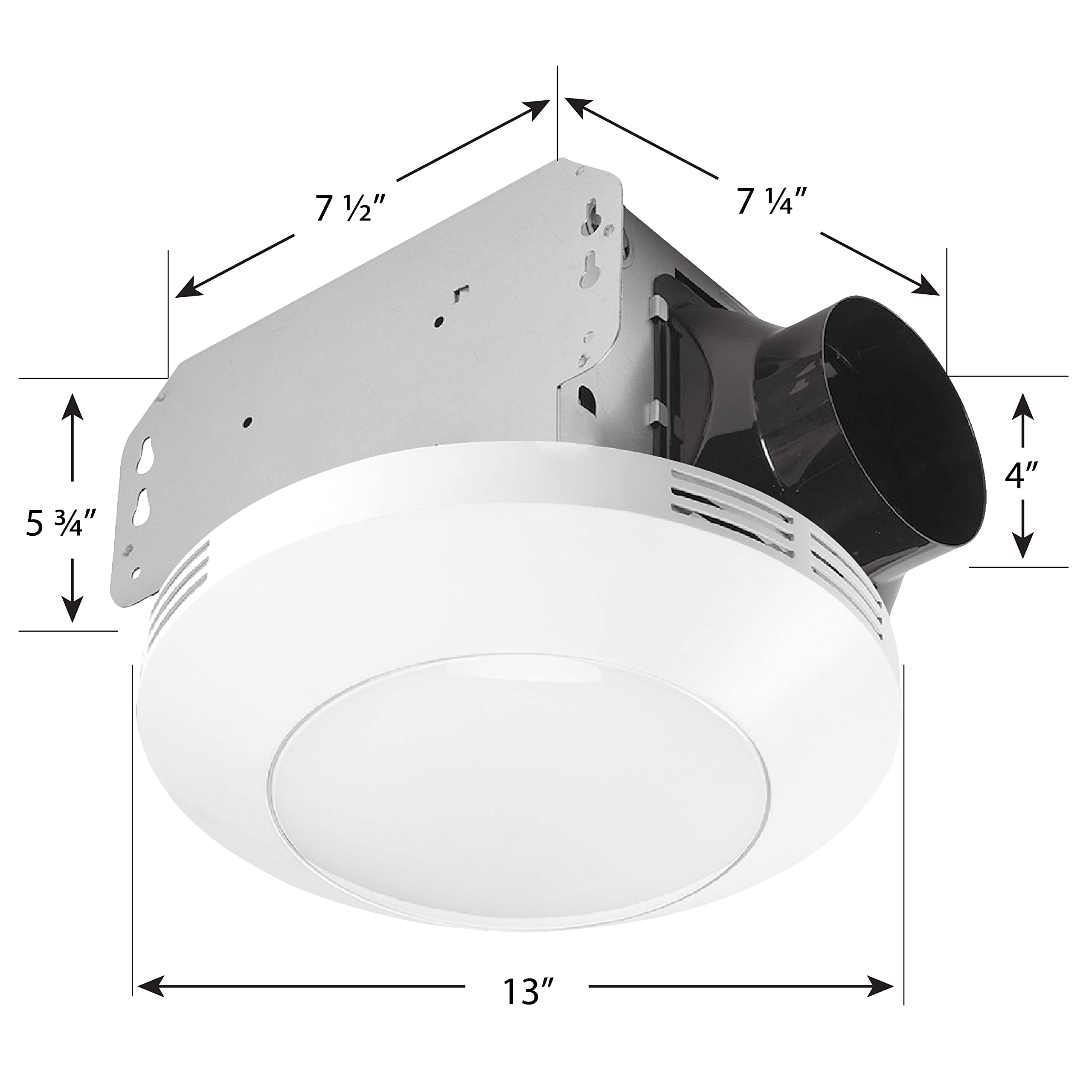 Homewerks 7117 01 Wh Bathroom Integrated Led Light Ceiling Mount Exhaust Ventilation 1.1 Sones 80 Cfm, Bath Fan White