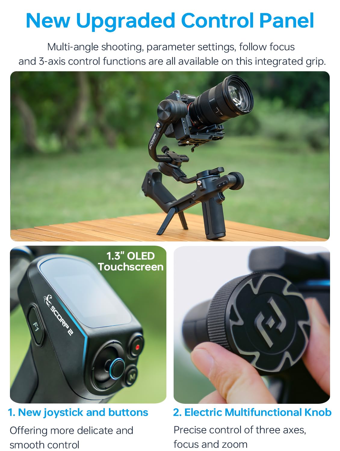 Feiyutech Scorp 2 [Combo]: Camera Gimbal Stabilizer + Poratble Bag+Arri Rosettes Gear+Carbon Fiber Bar,Built-In Ai Tracker,1.3