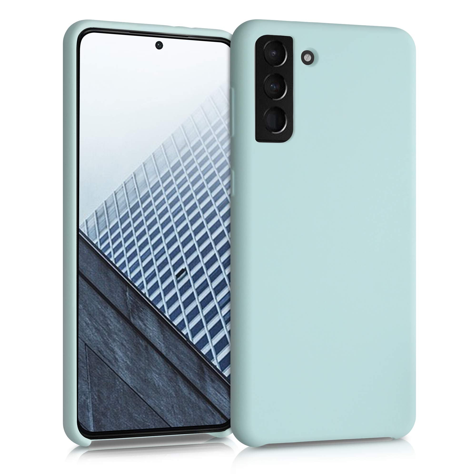 kwmobile Case Compatible with Samsung Galaxy S21 Plus Case - TPU Silicone Phone Cover with Soft Finish - Cool Mint