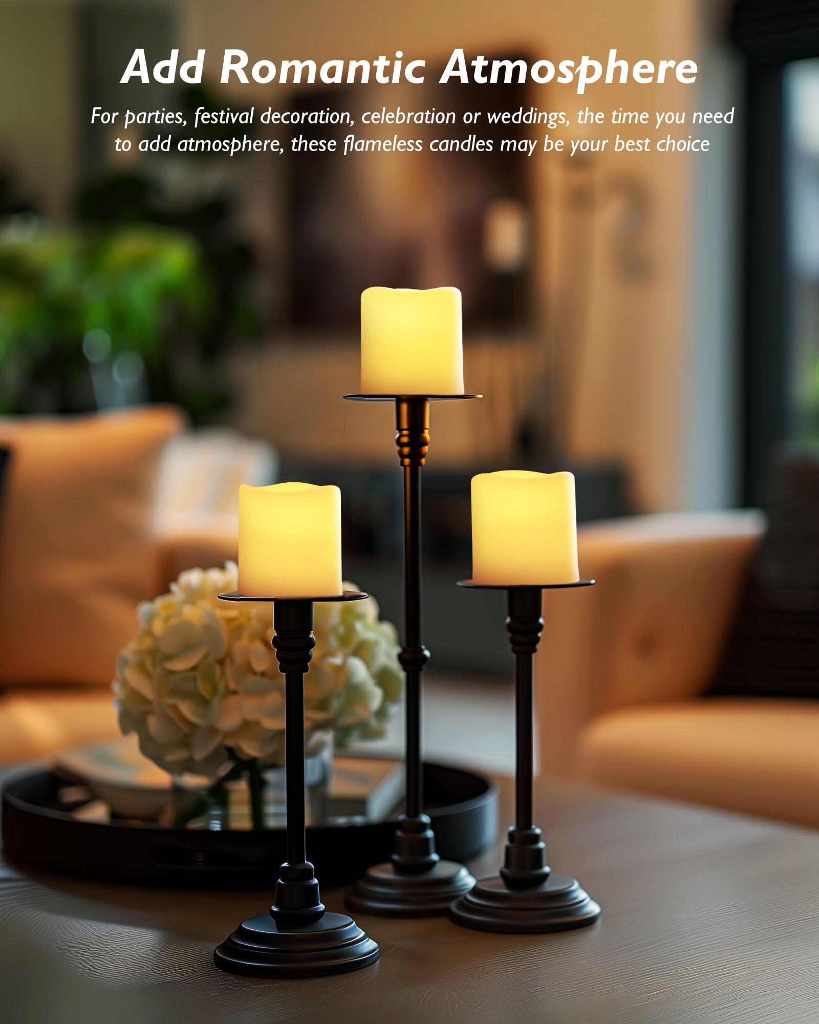 Homemory 400+ Hour Remote Control Candles, 2/4/6/8H Timer Led Votive Candles, Battery Operated Tea Lights In Warm White For Outd