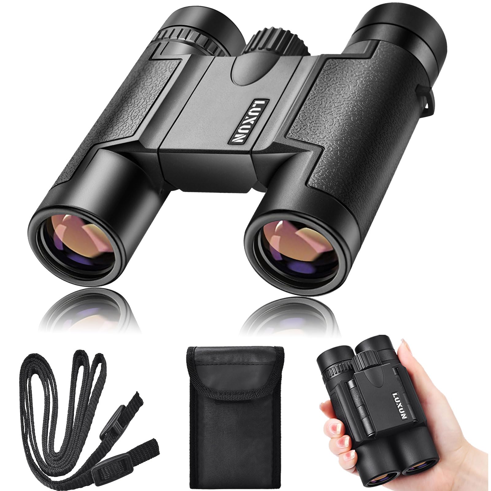 Luxun Compact Binoculars For Adults Kids, 15X25 Mini Binoculars High Powered, Small Binocular For Bird Watching, Cruise Ship, Tr