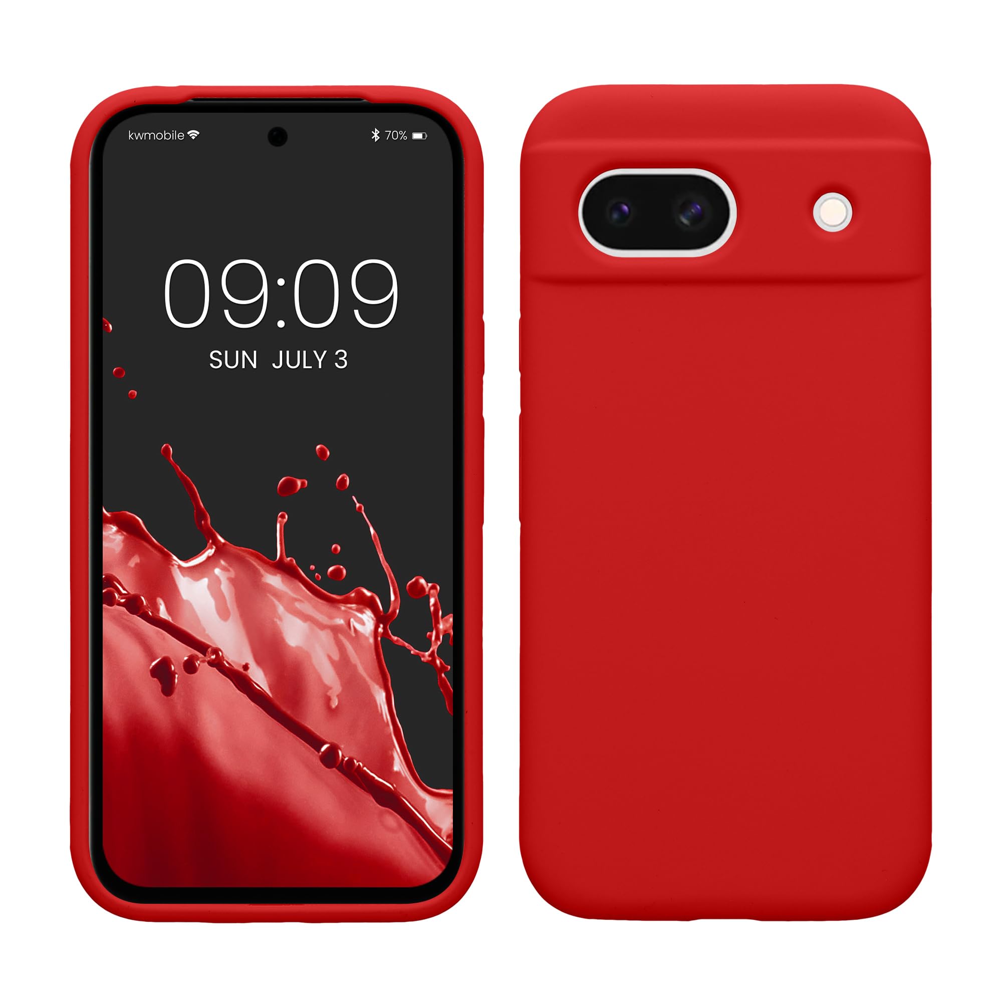 kwmobile Case Compatible with Google Pixel 8a Case - TPU Silicone Phone Cover with Soft Finish - Classic Red