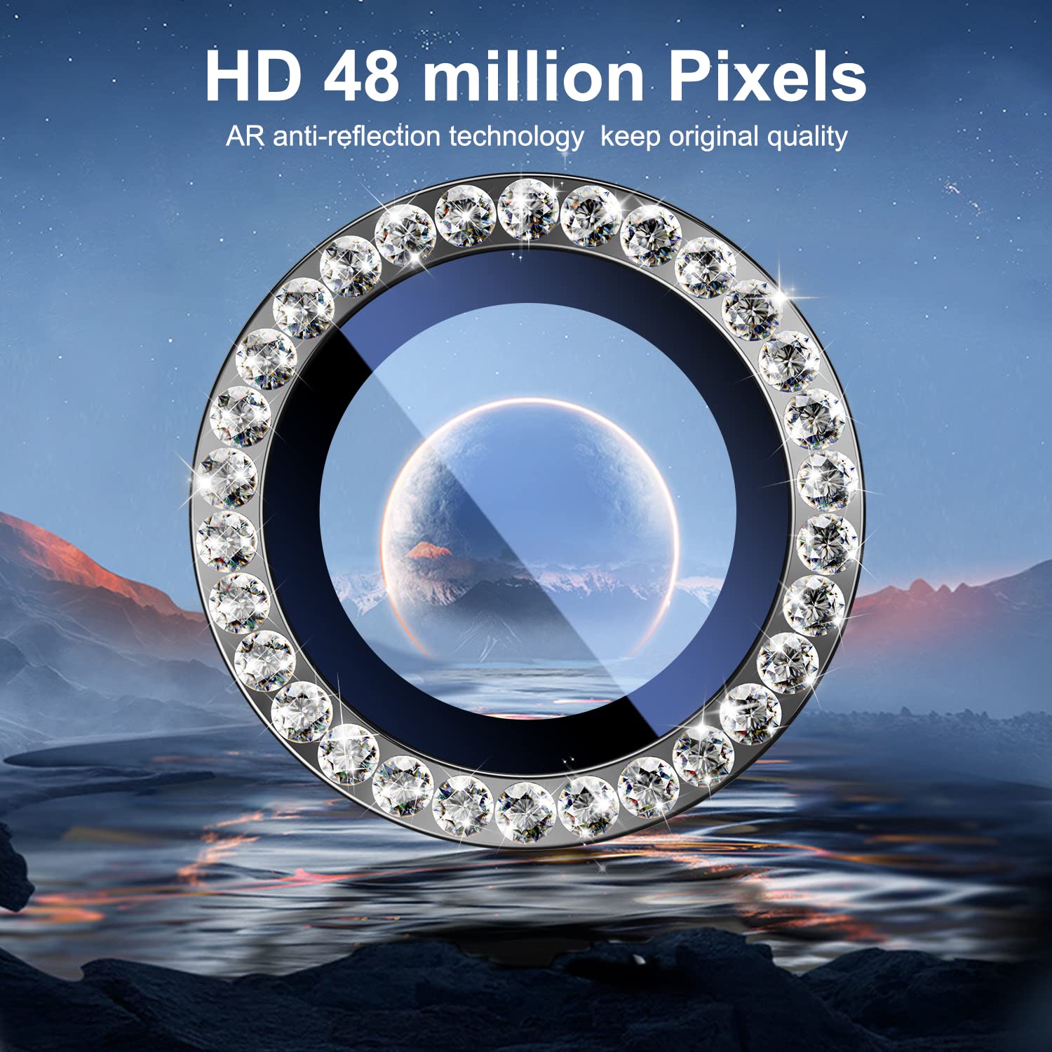 Bazo For Iphone 14 Pro/Iphone 14 Pro Max Camera Lens Protector, [Drop Protection] 9H Tempered Glass Camera Cover Screen Metal Ri