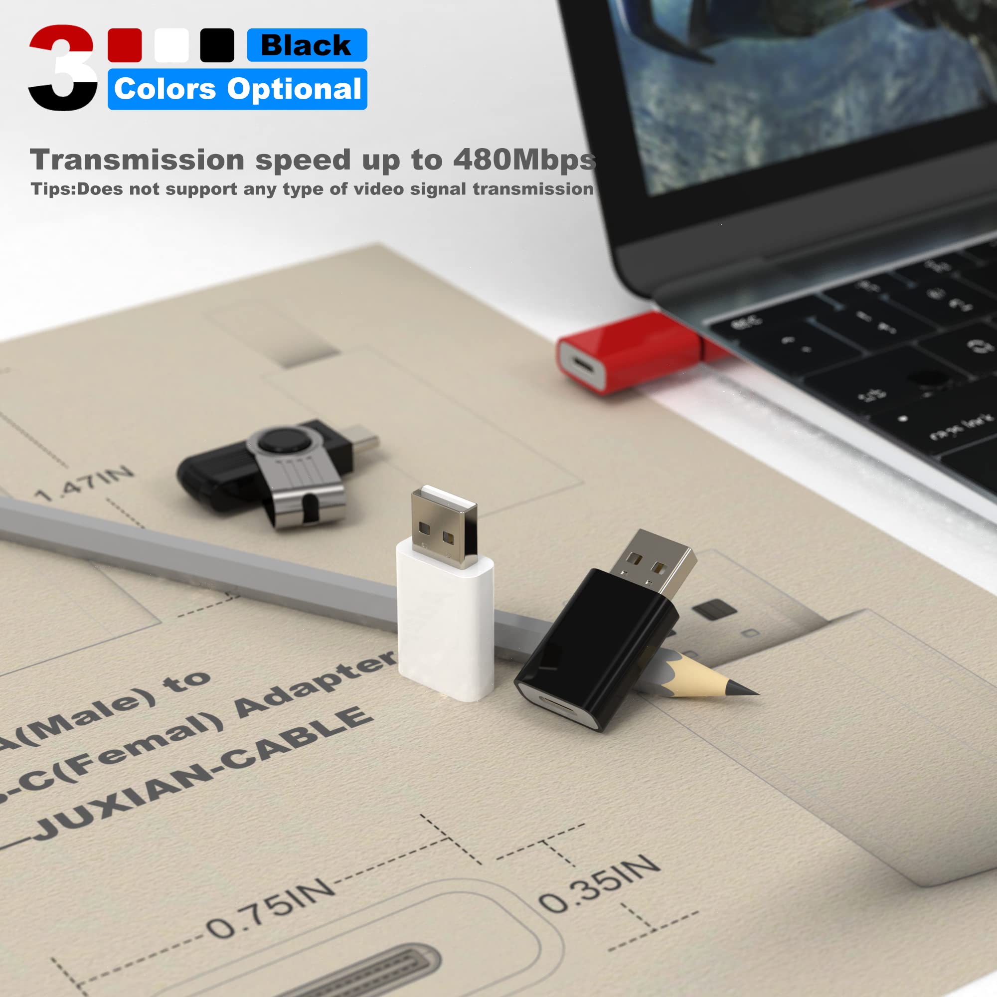 Lmuboy Usb To Usb C Female Adapter Pack 2,Compatible With Apple Watch Se/7/8/9/Ultra Magsafe Charger,Type C Charger Cable Conver