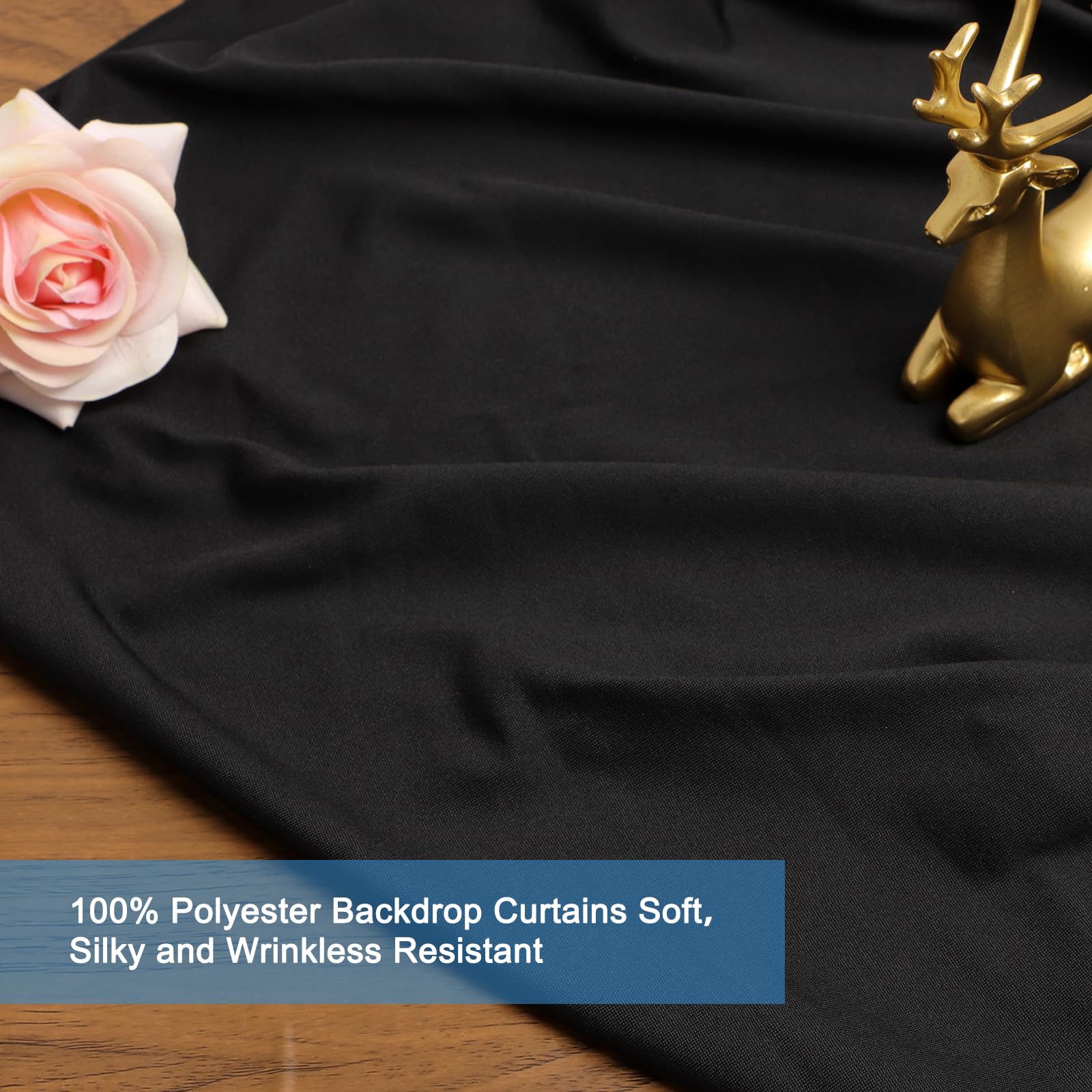 Aimosen 5X10Ft 2 Panels Black Backdrop Curtains For Party Wedding Baby Shower Birthday Photoshoot Halloween Decorations, Thick N