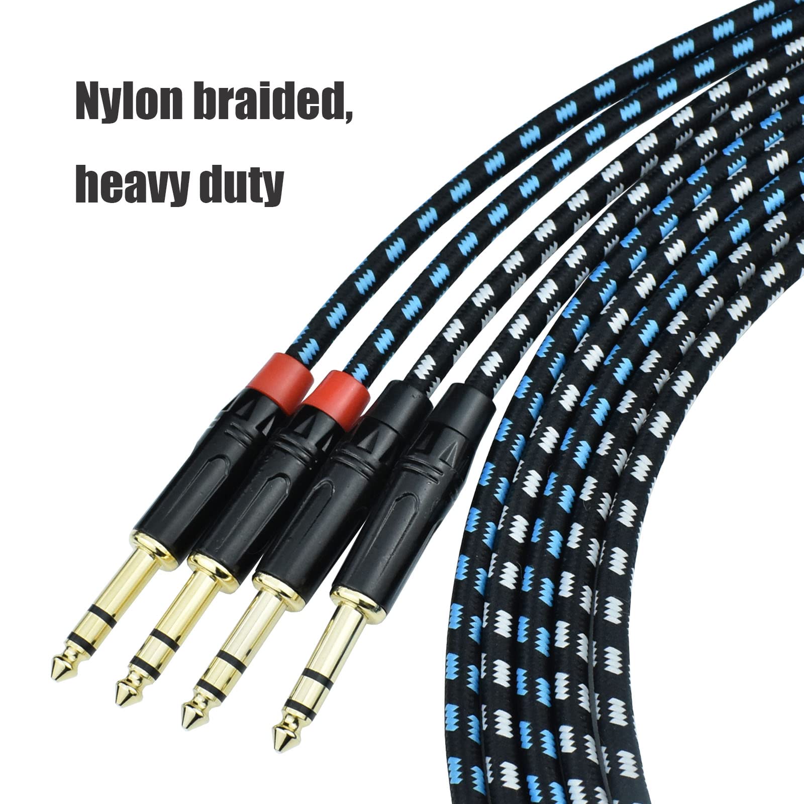 Mugteeve Balanced 1/4 Inch Trs To Trs Male Instrument Patch Cable, 3.3 Feet Stereo Quarter Inch 6.35Mm To 6.35Mm Audio Cord, Nyl