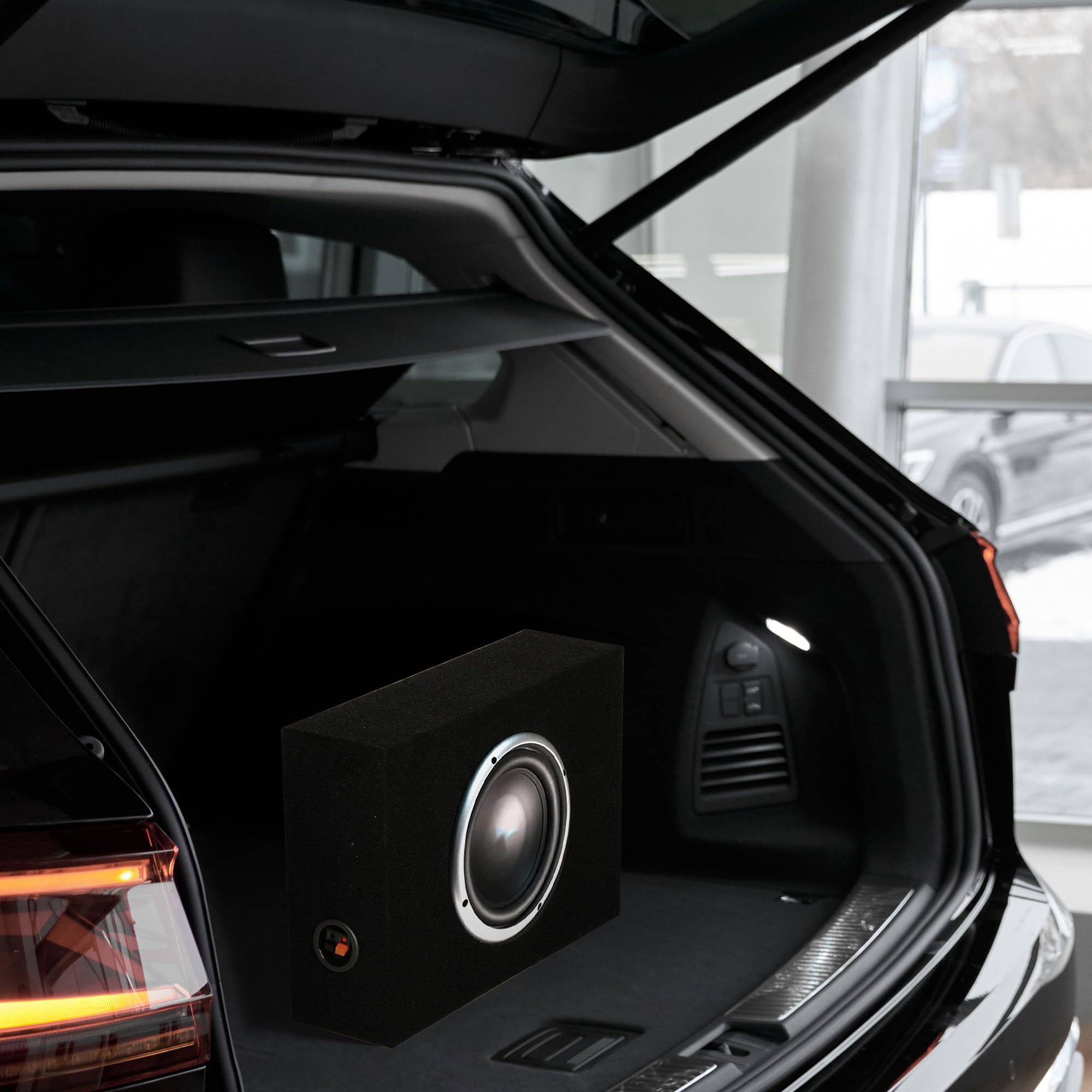 Q Power Shallow Single 12 Inch Heavy Duty Sealed Mdf Material Truck Audio Subwoofer Enclosure Box With Durable Carpeted Exterior