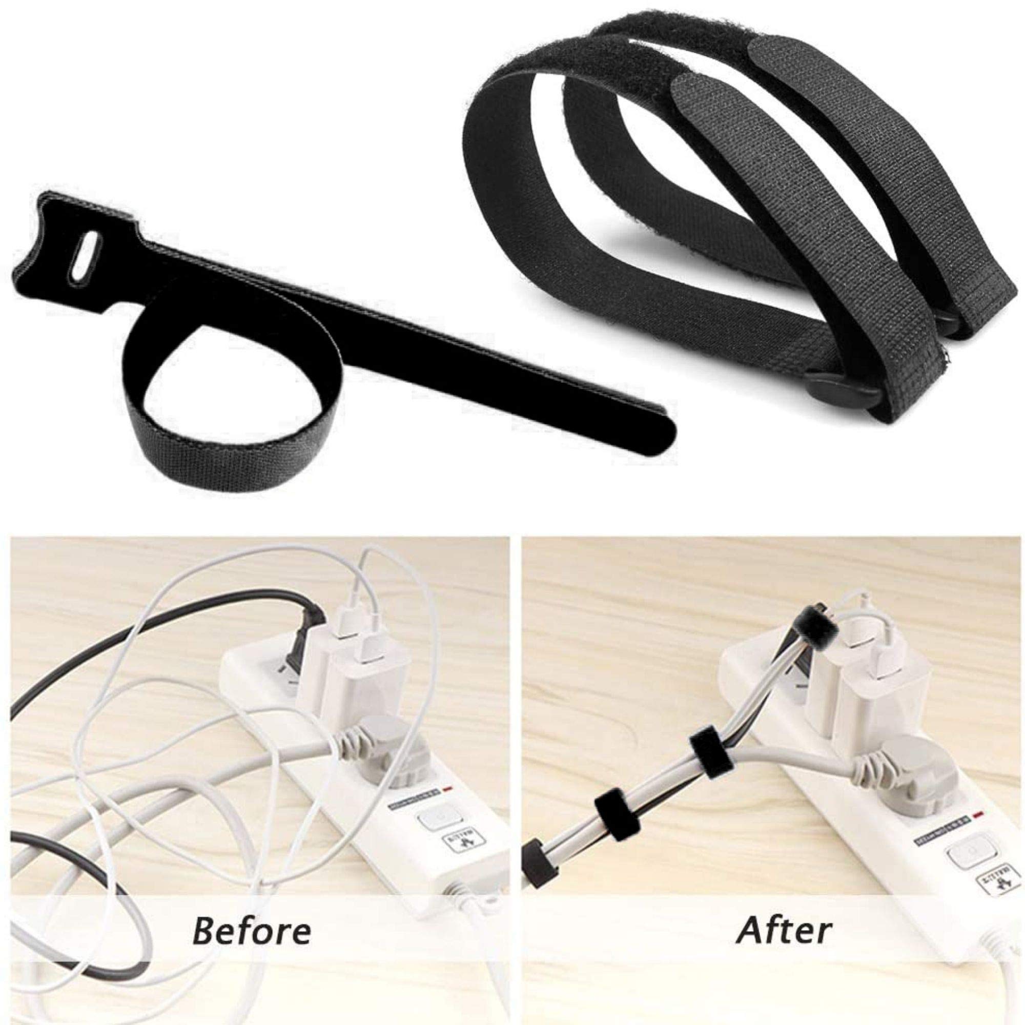 Office Werks 12 Pack Of 24 X 1 Inch Cinch Straps, Reusable Black Nylon Cable/Securing And Fastening Straps Adjustable Nylon Hook