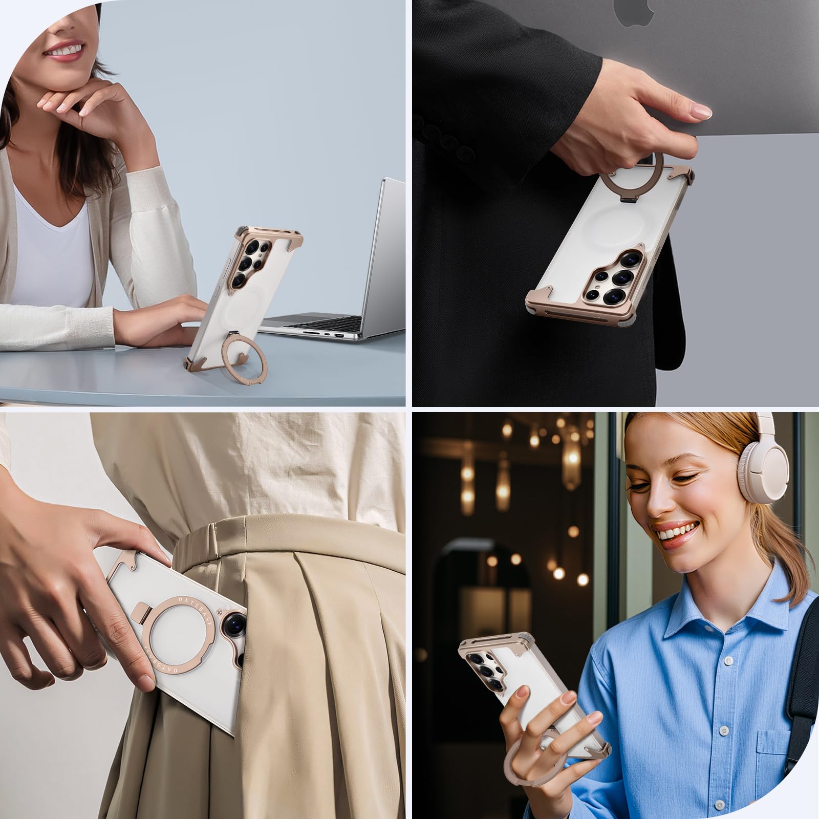 Xaovuir S25 Ultra Clear Case With Stand, Slim Thin For Samsung Galaxy S25 Ultra Case For Magsafe, Frameless Drop-Proof Protectiv