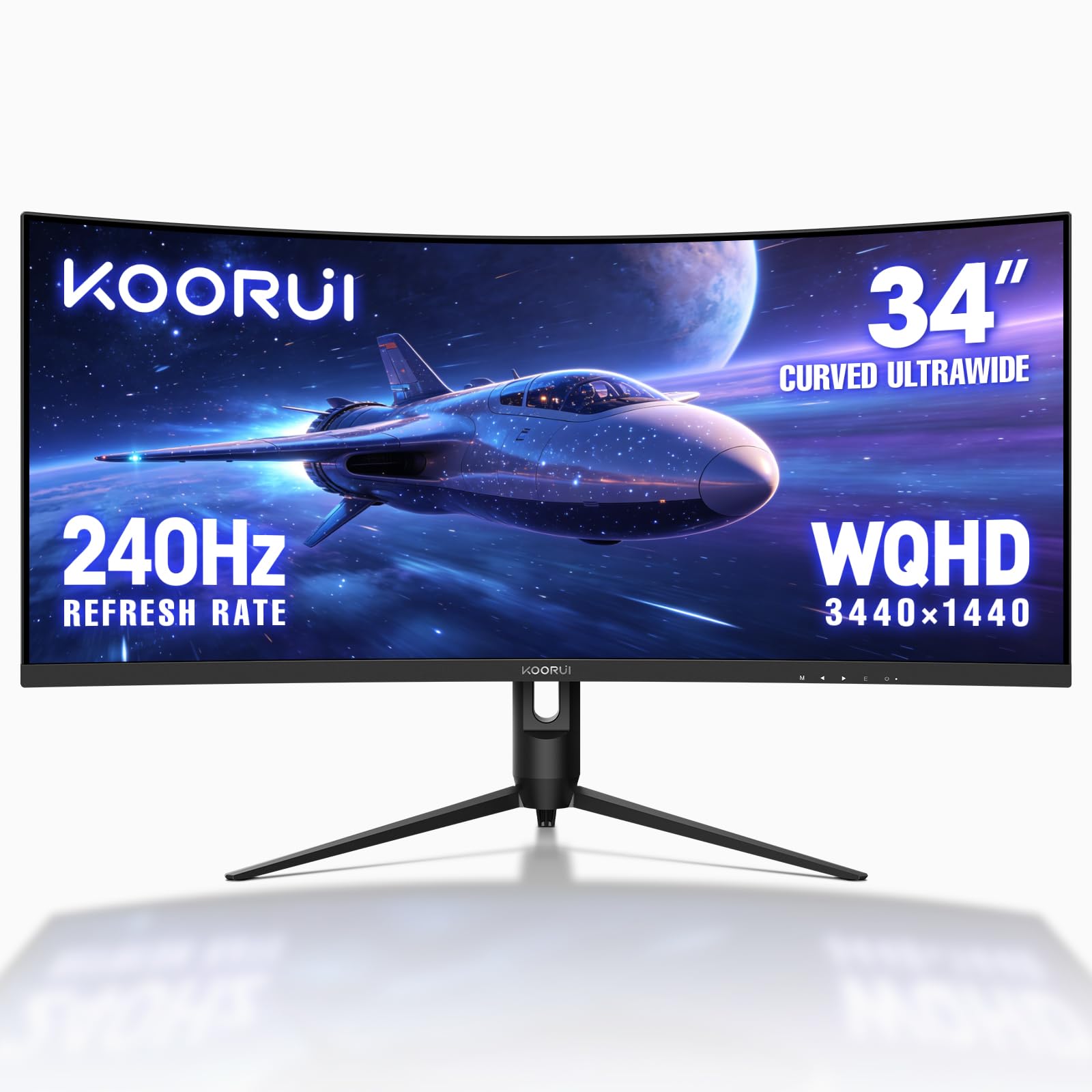 KOORUI 34 Ultrawide Curved Gaming Monitor, 240Hz, WQHD 34401440, 1500R Immersive Display, Adaptive Sync, 1ms, DIC-P3 98%, HDR400