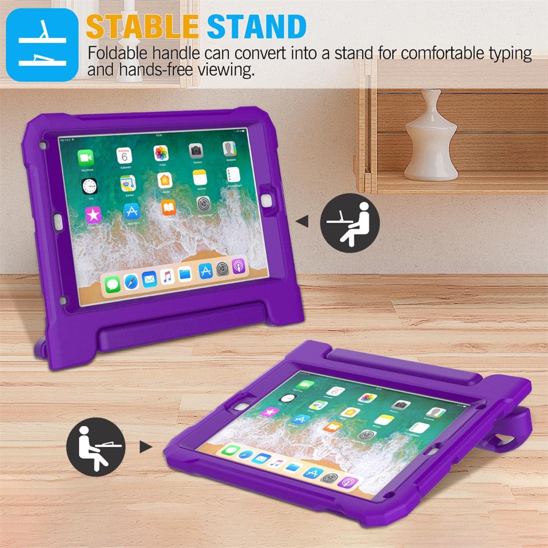 Suplik Kids Case For Ipad 5Th/6Th Generation (9.7 Inch, 2017/2018), Ipad Air 1 & Air 2 & Pro 9.7 Case With Screen Protector, Dur