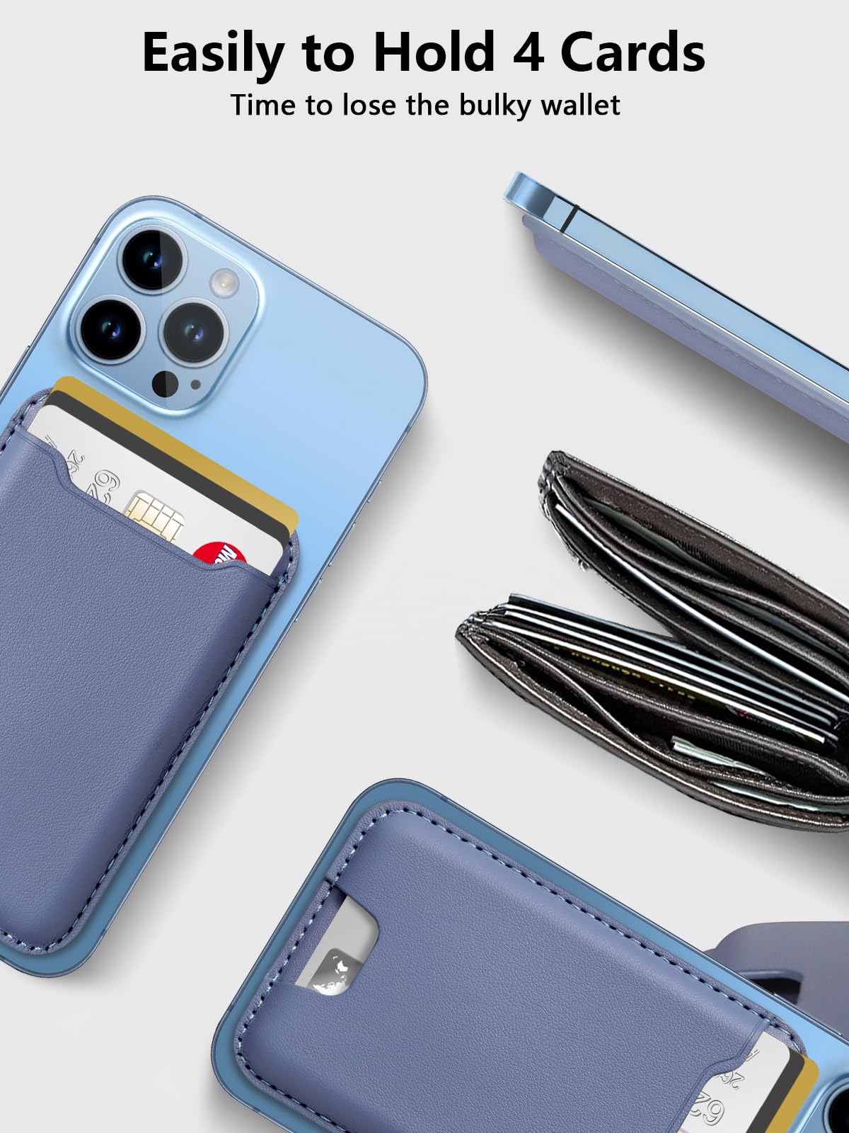 Topmade For Magsafe Wallet, Sparkle Magnetic Card Holder For Iphone 16, Iphone 15/14/13/12 Series, Leather Magnetic Phone Wallet