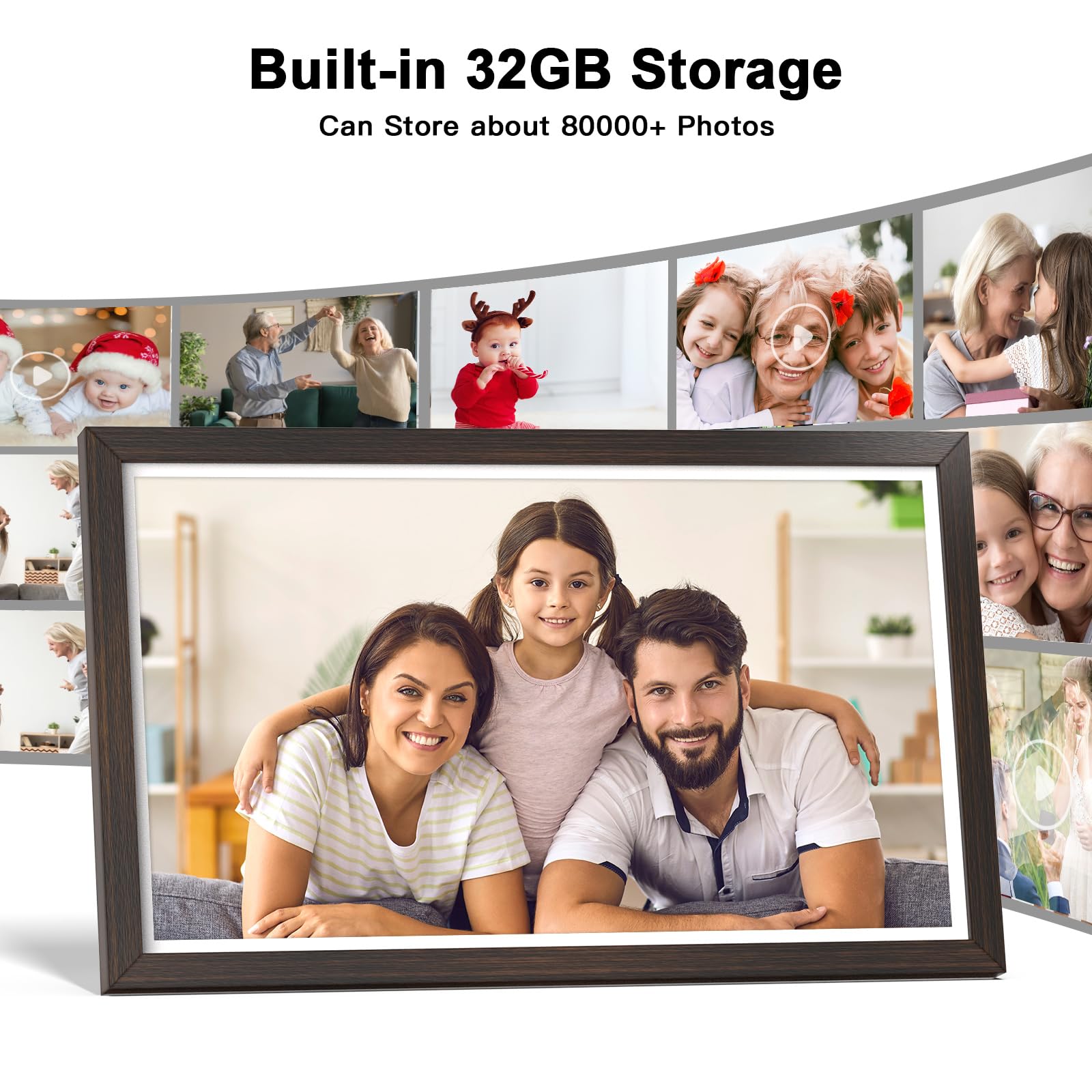 Large Digital Picture Frame 21.5 Inch Electronic Photo Frame, Fhd Ips Synchronize Smartphone Screen, 32Gb Wifi Frame, Light Sens