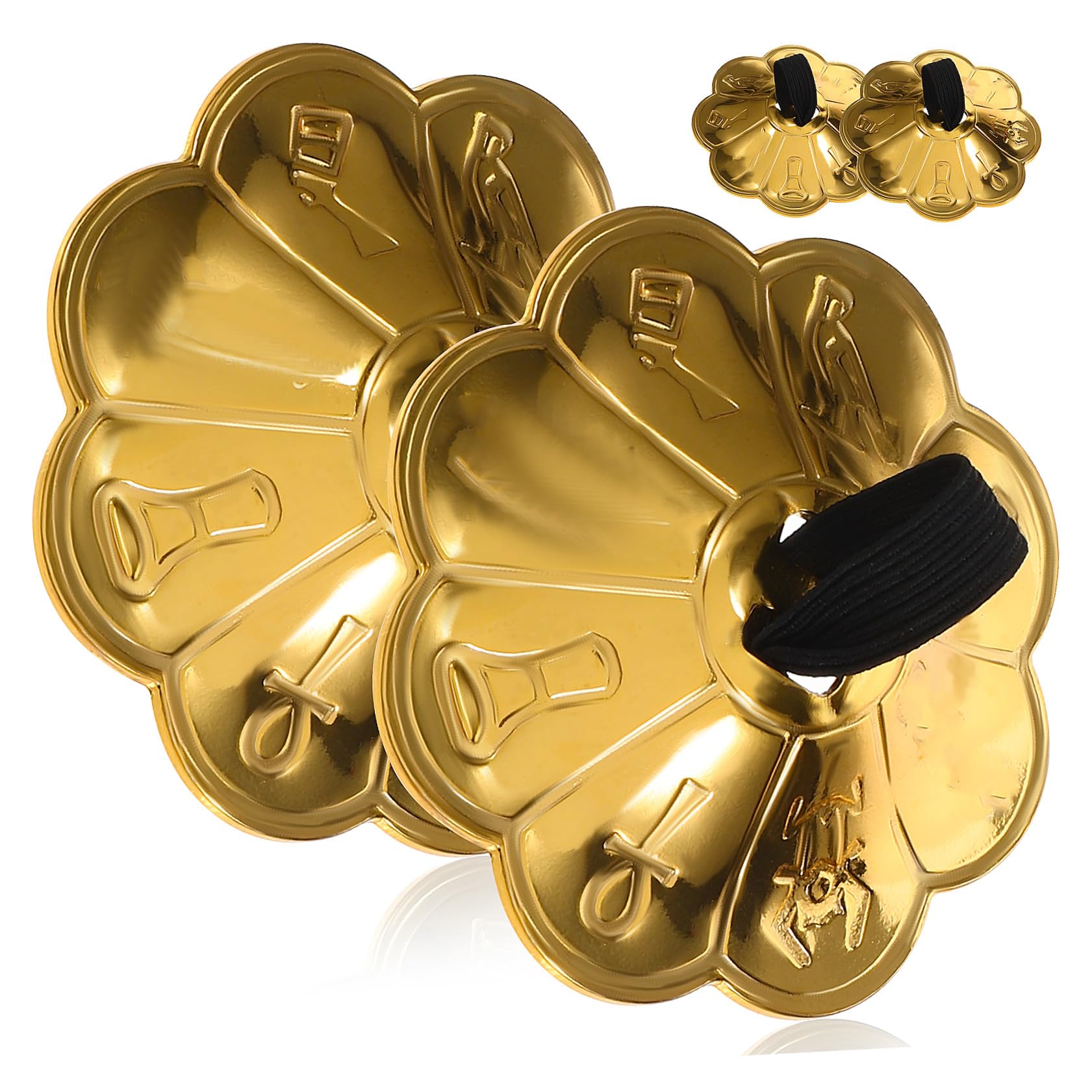 FAVOMOTO 2pairs Finger Cymbals with Plum Blossom Lace Musical Instrument for Belly Dancing Dancer Parties and Music Festivals Cr