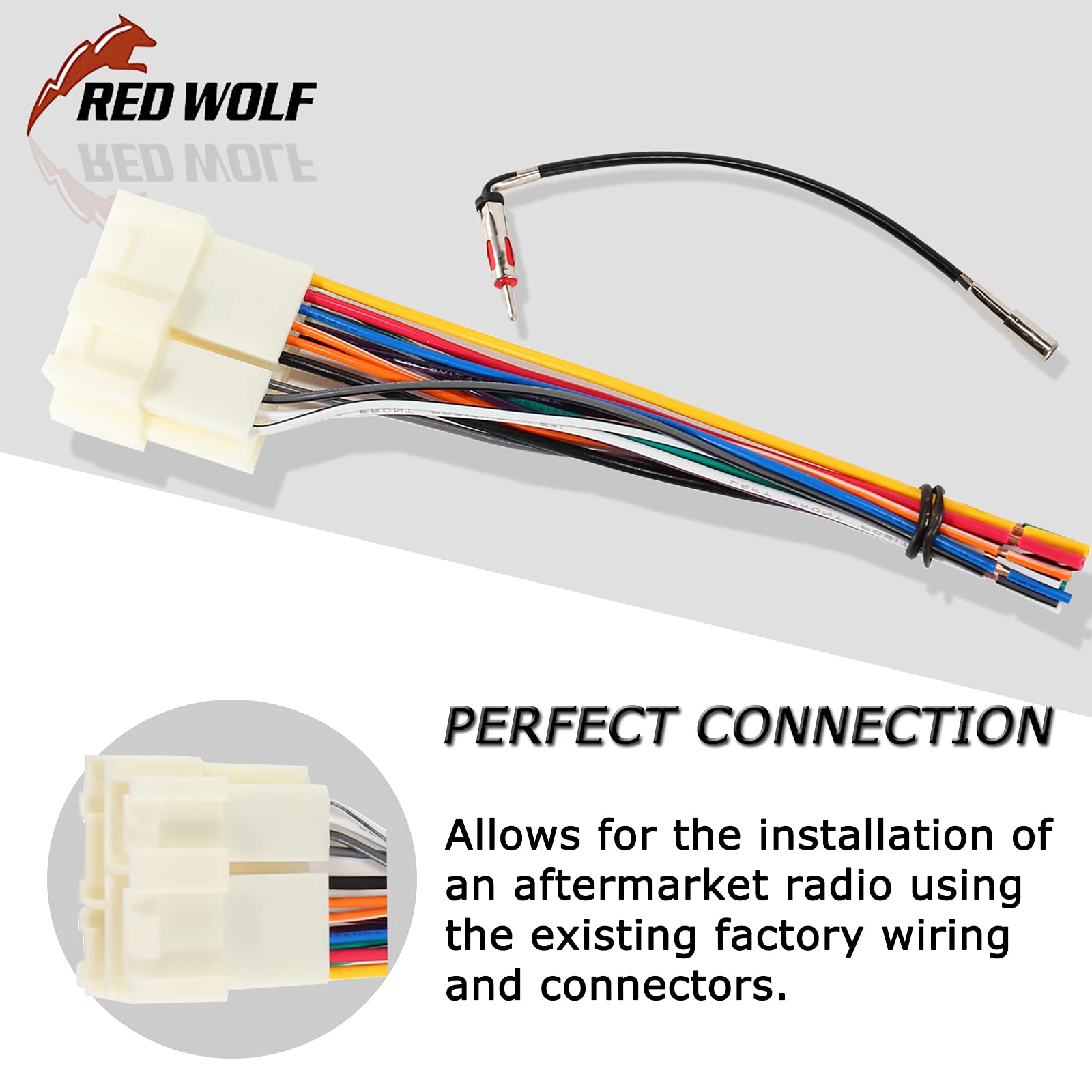 Red Wolf Radio Wiring Harness With Antenna Adapter Plug For 1989 2002 Chevy Gmc Buick Cadillac Aftermarket Stereo Install Connector Kit