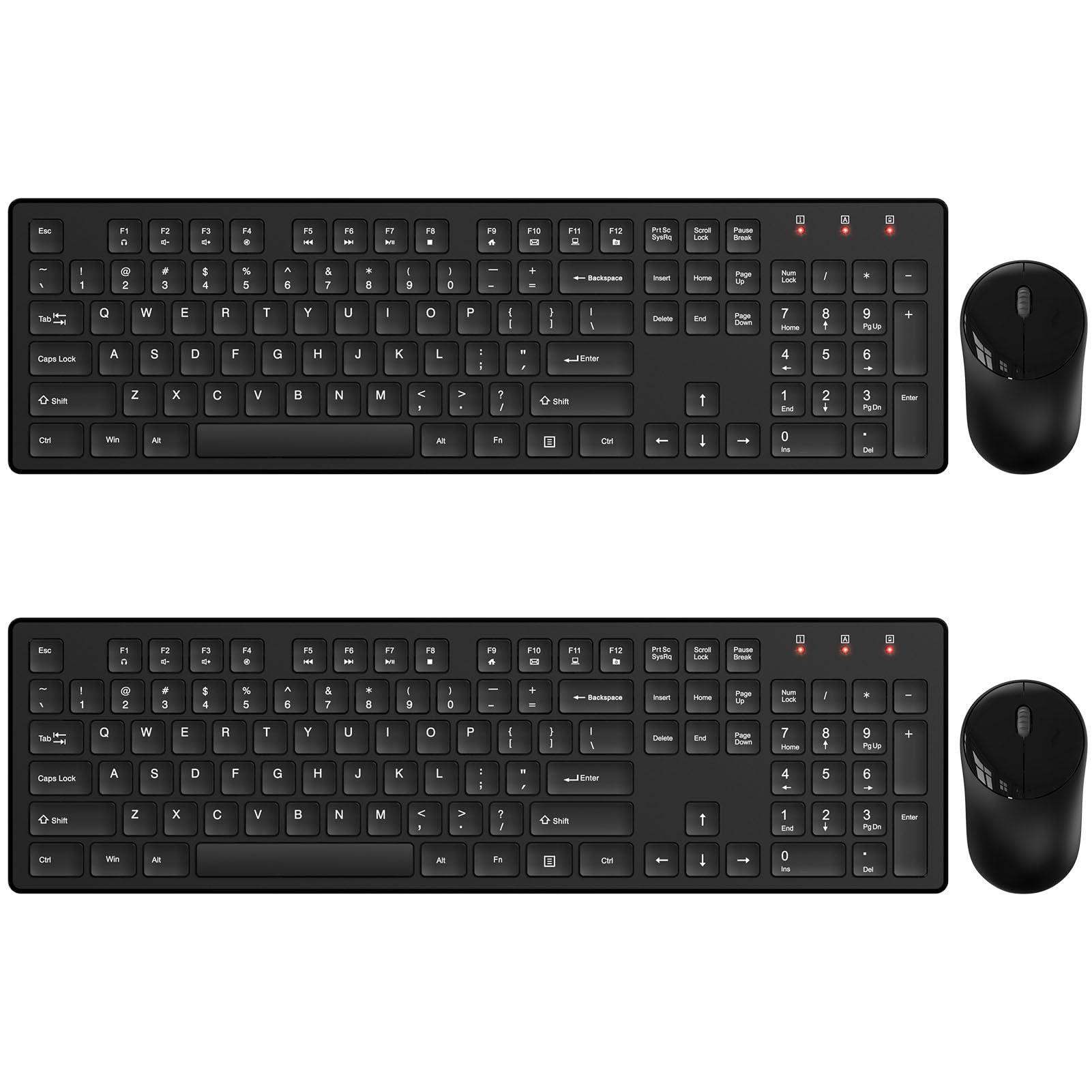 Wireless Keyboard And Mouse, Trueque Silent 2.4Ghz Cordless Full Size Usb Mouse Combo, Long Battery Life, Lag Free (2 Pack Black