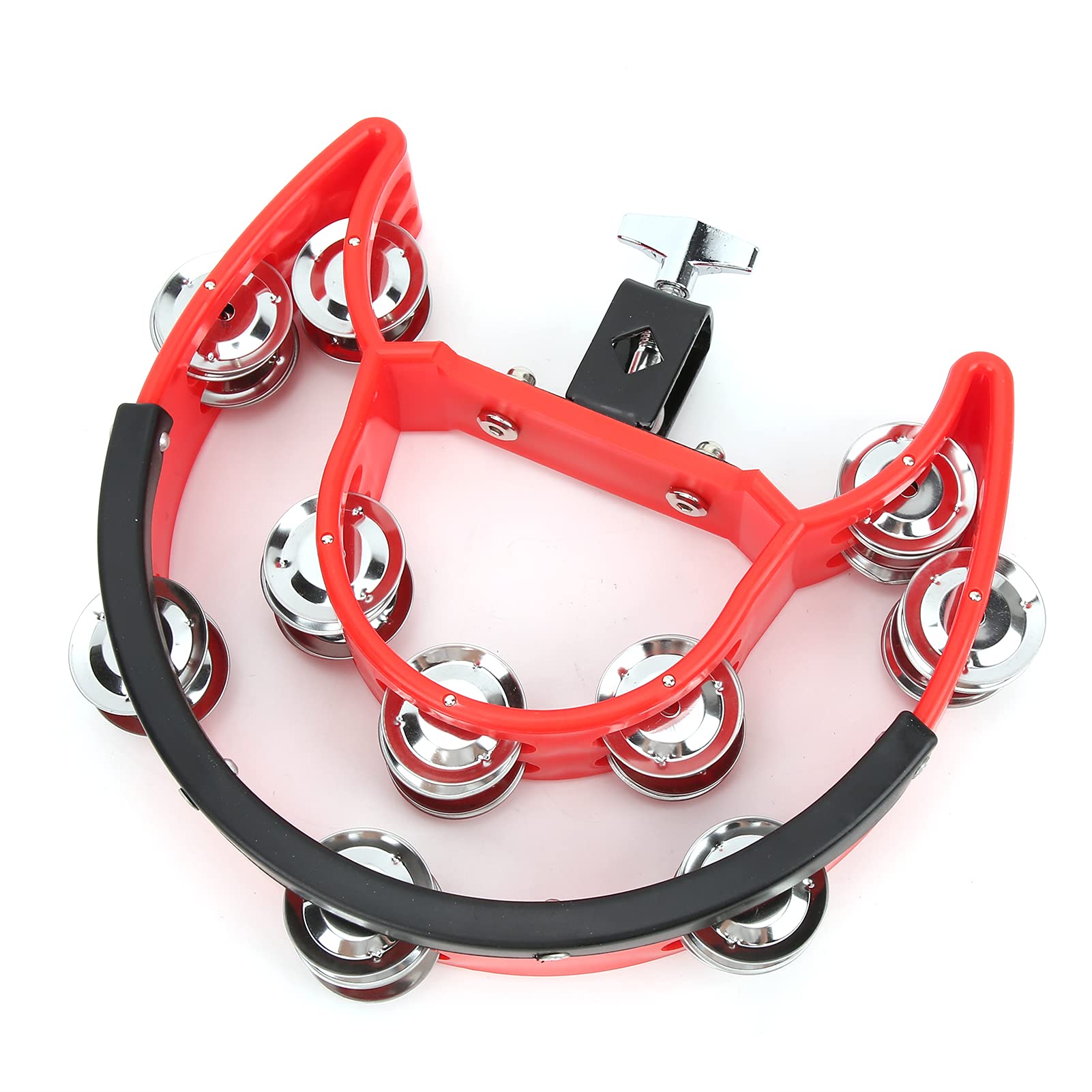 Ubersweet Double Row Metal Jingles, Crisp Sound High Strength Half Moon Tambourine Environmentally Friendly ABS for KTV for Part