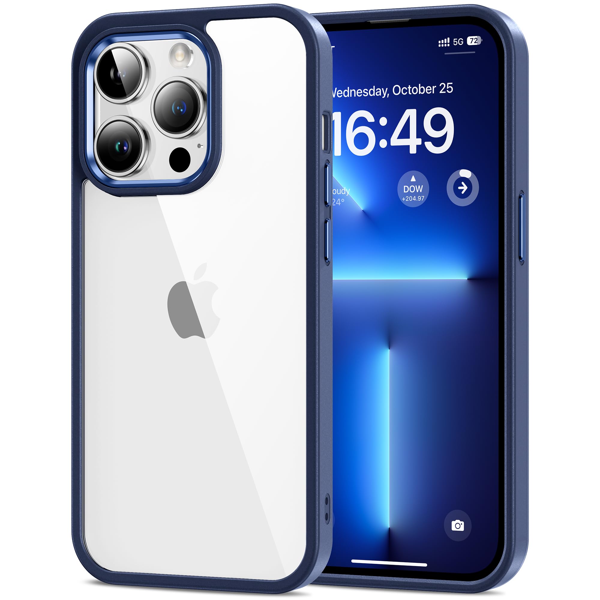 HOOMIL Case for iPhone 13 Pro Max 6.7-Inch, Non-Yellowing, Drop Protection, Anti-Scratch Transparent Hard Back Phone Cover - Blu