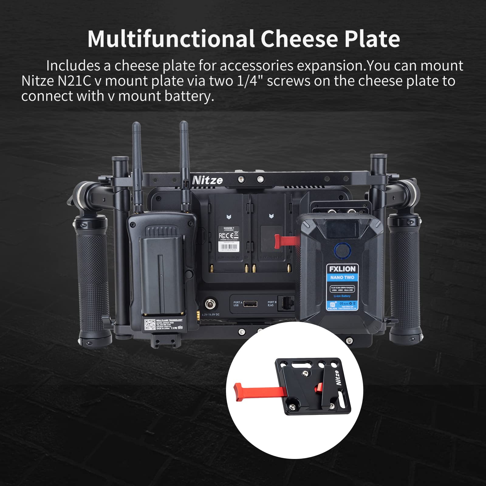 Nitze Director'S Monitor Cage With Adjustable Handles For Up To 9 Inch Lcd Monitor Universal Monitor Cage   Jsq 002