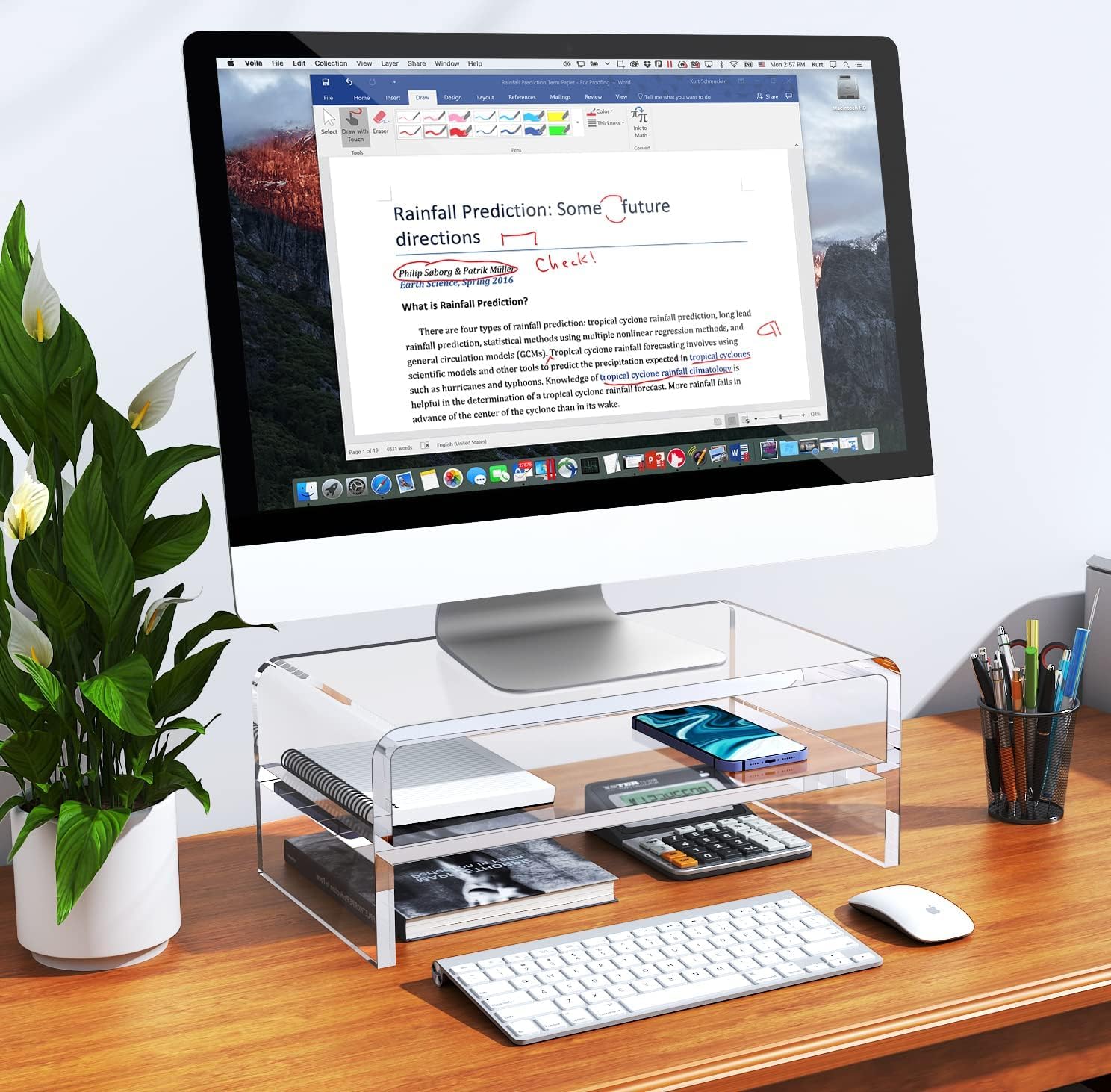 Egchi Acrylic Monitor Stand Riser, 2 Tier Clear Computer Monitor Stand For Home Office Business, Pc Desk Stand Monitor Riser For