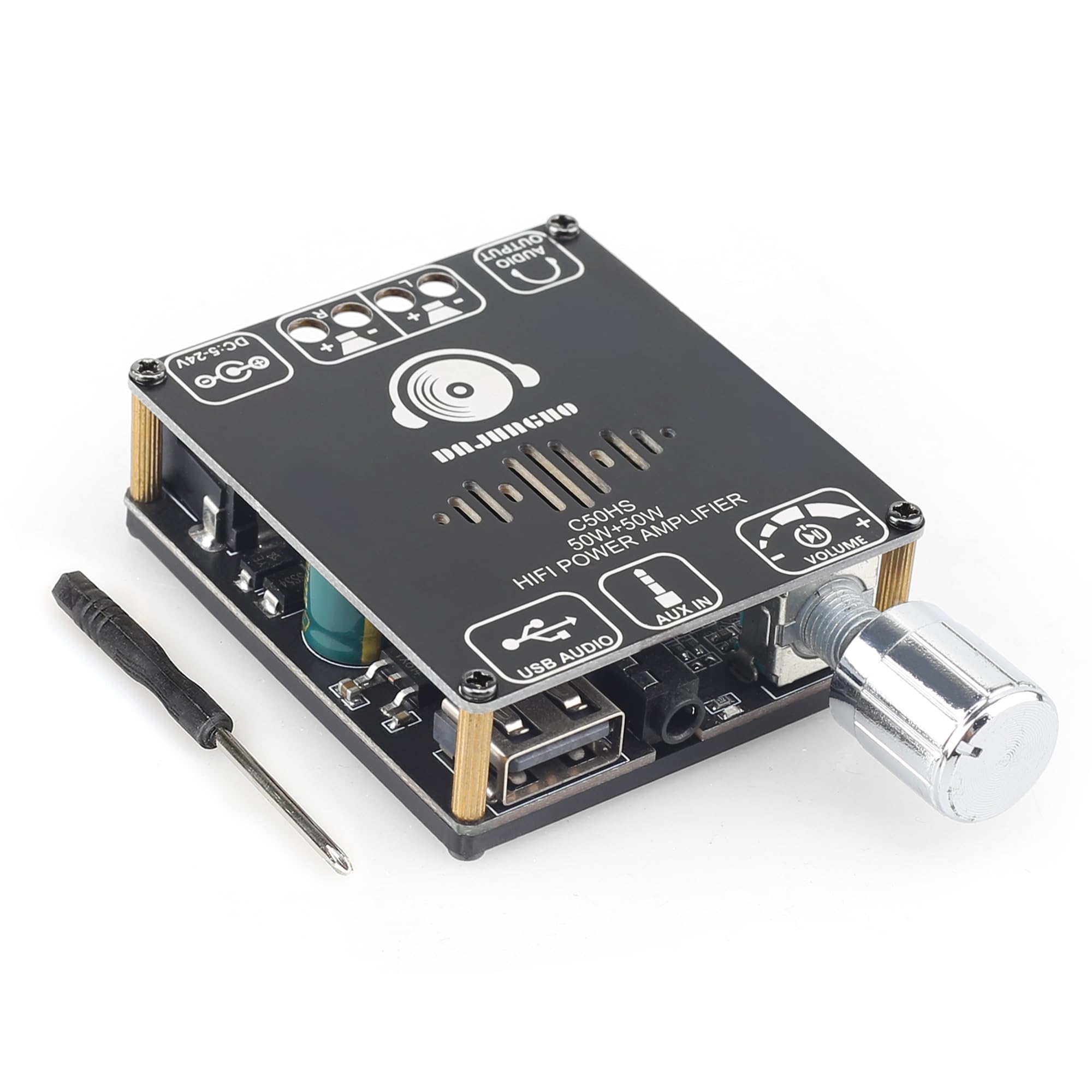 C50Hs Bluetooth Amplifier Board Tpa3116D2 Hifi Chip 12 24V Dc Input,Support Usb Sound Card/Usb Flash Driver, Aux, Bluetooth Mult
