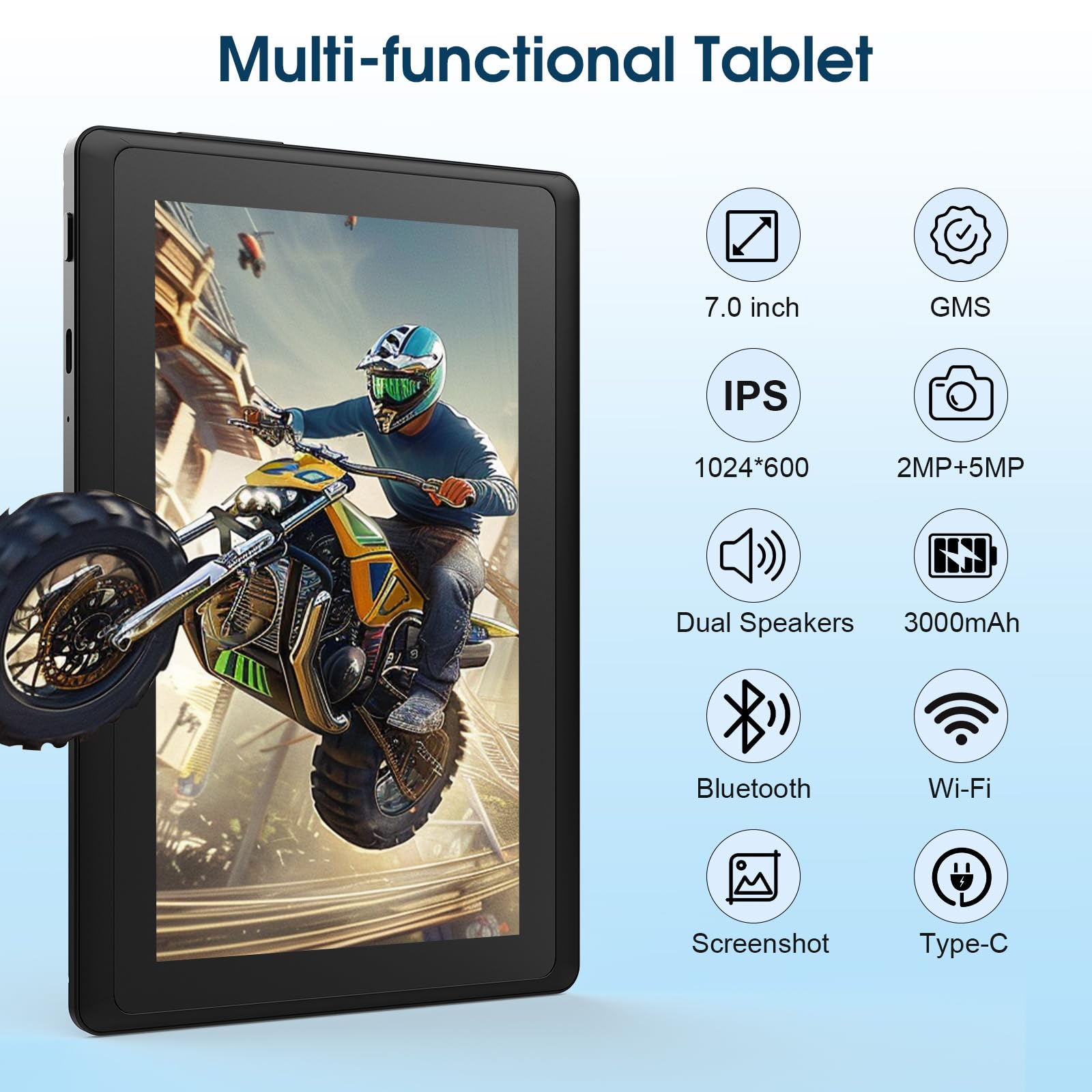 Byandby Newest Tablets Android 12, 7 Inch Tablets, 4Gb+32Gb/1Tb Expand, 2.4G+5G+Wi Fi 6, Dual Camera, 3000 Mah, Bt, Gms, Games,