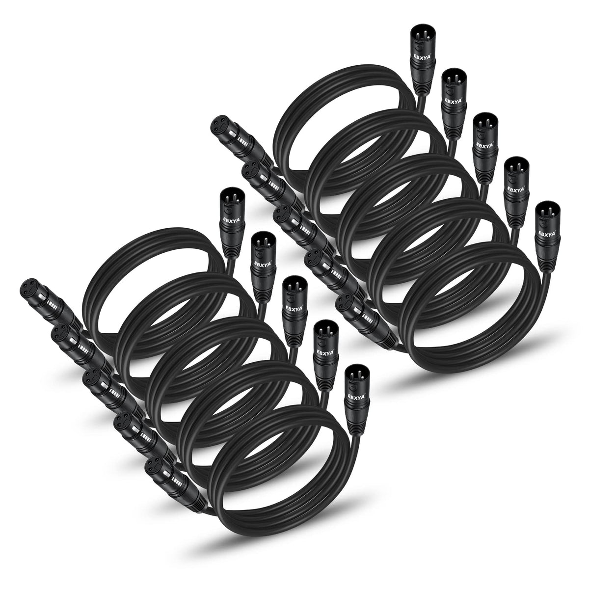 Ebxya Xlr Cable 3 Ft 10 Pack, Premium Xlr Male To Female Microphone Patch Cables 3 Pin Mic Cords Dmx512 Lighting Cable Compatibl