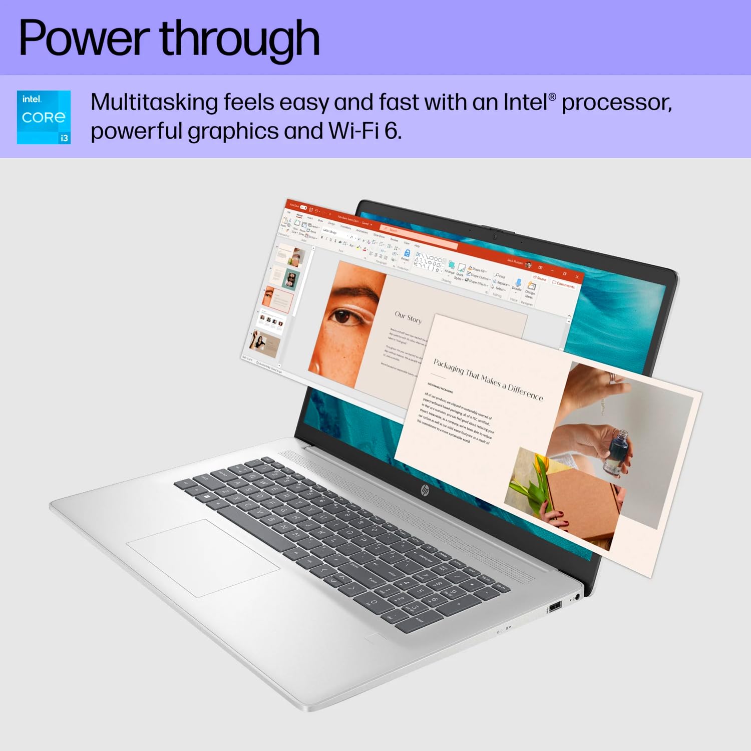 Hp Essential Laptop, 17.3    Fhd Screen, Intel Core I3 N305, 32Gb Ram, 1Tb Ssd, Webcam, Hdmi, Fingerprint Reader, Wi Fi 6, Bluet