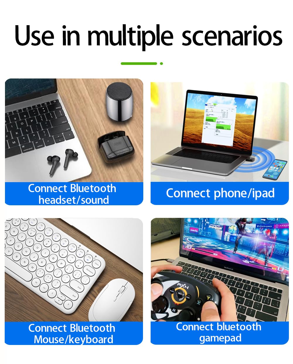 Garogyi Usb Bluetooth 5.3 Adapter For Pc, Supports Windows 11/10/8.1/7,5.3+Edr Bluetooth Wireless Transmitter Receiver For Deskt