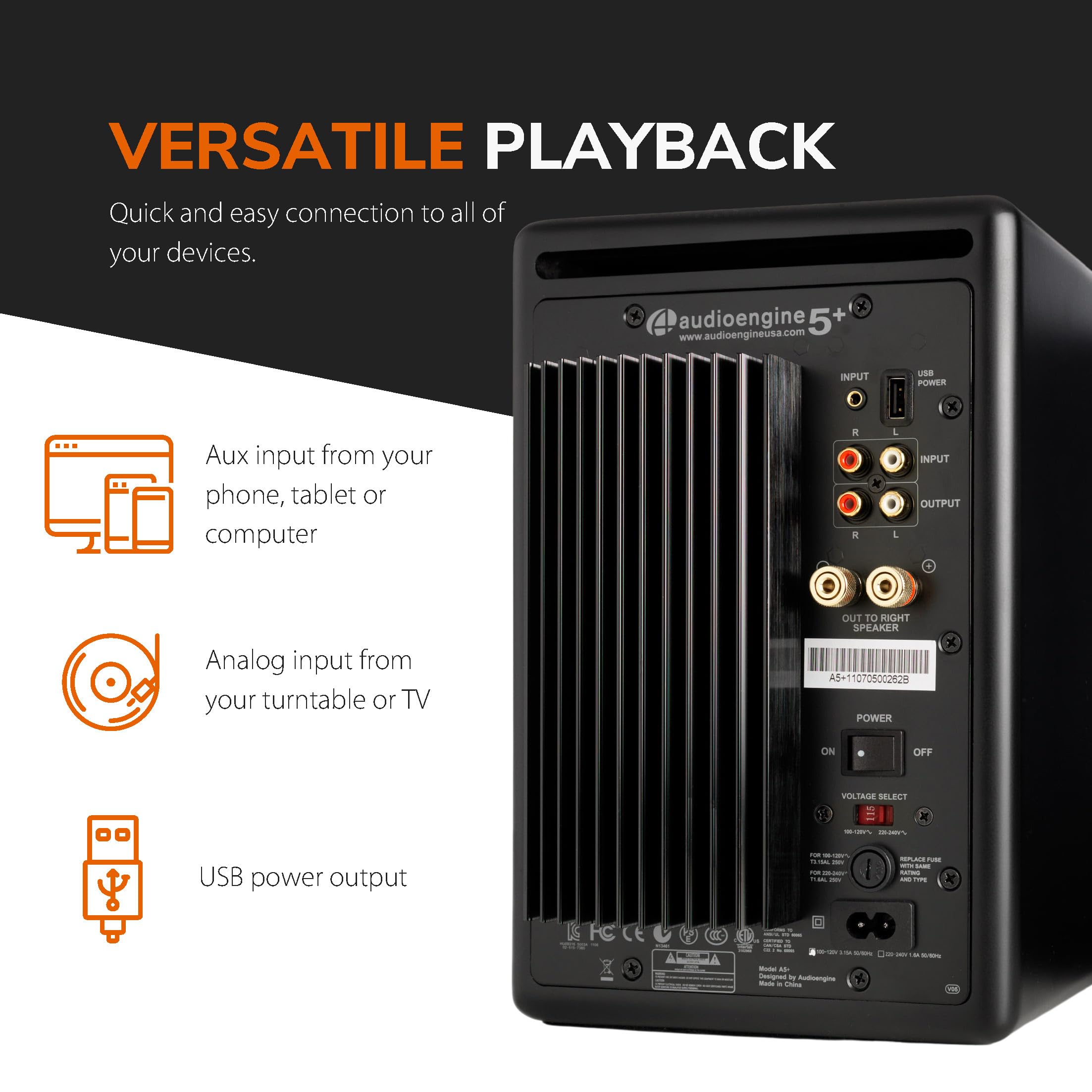 Audioengine A5 150W Powered Home Music Speaker System For Studios, Home Theaters, Bookshelves, Gamers   For Music, Movies And Ga