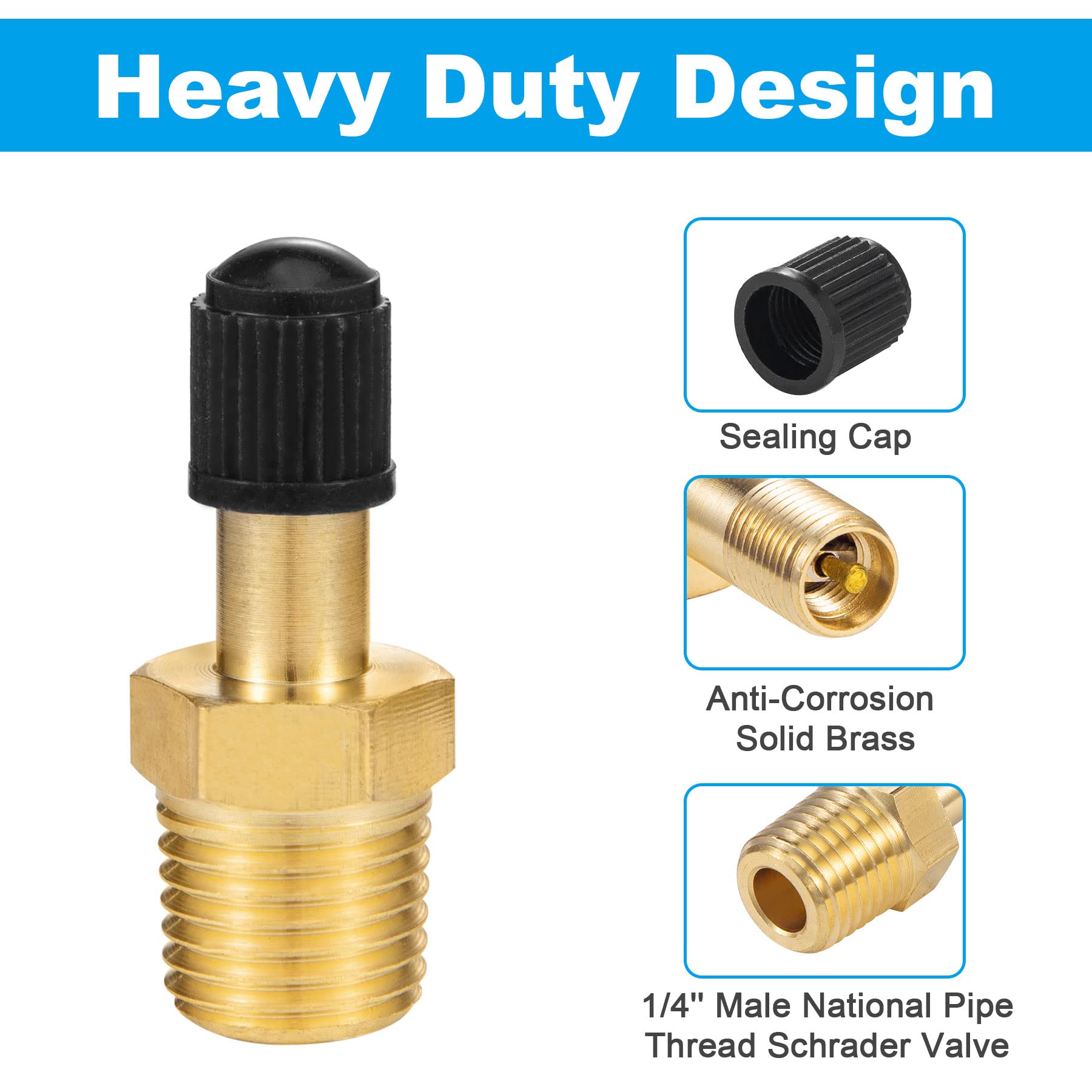 Breezliy 4Pcs 1/4'' Npt Tank Valve Anti Corrosion Brass Schrader Valve With Standard Valve Core With 1/4'' Npt Male,Using With A