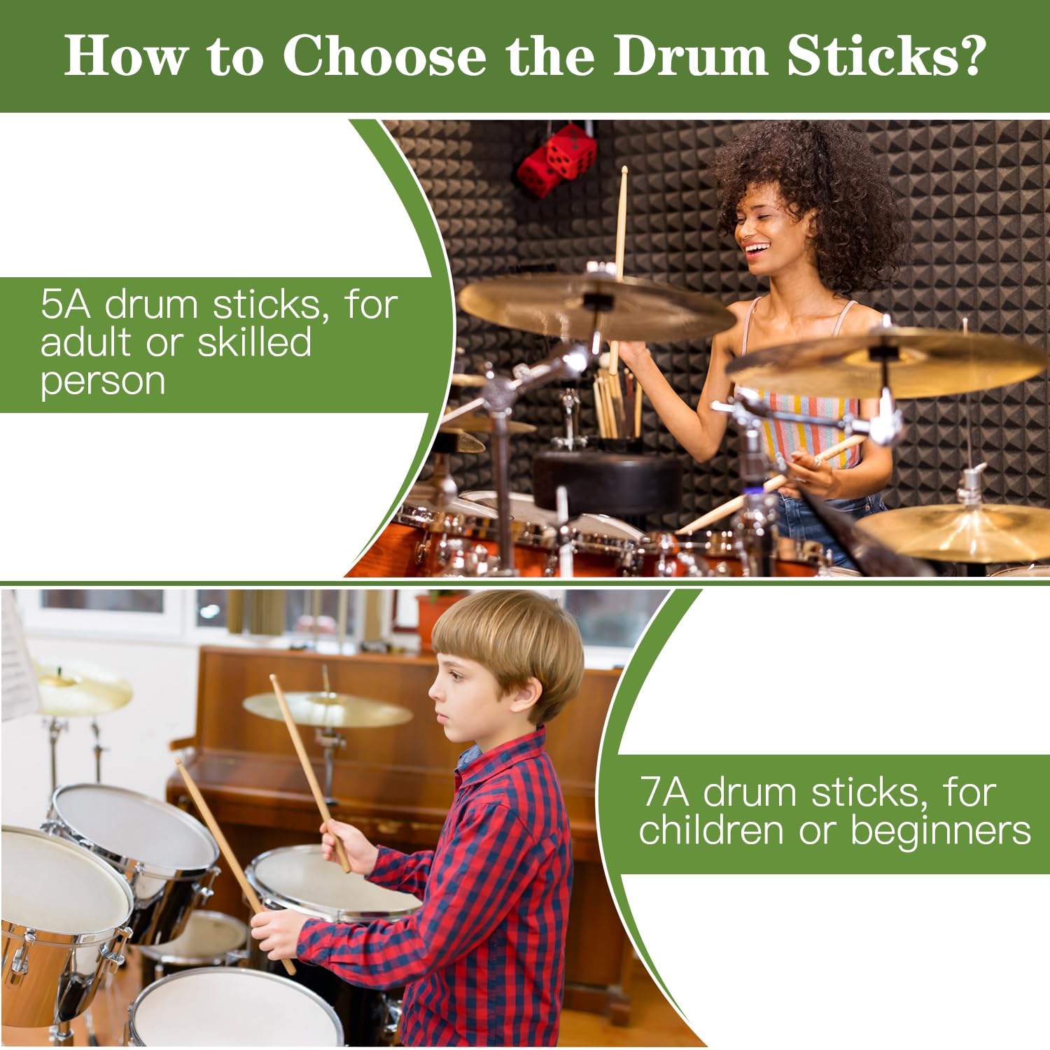 2/4/6/12 Pairs Drum Sticks, 5A Drum Sticks, Oval Wood Tip Drum Stick For Drums, Non Slip Drum Stick For Jazz Drum Electronic Dru