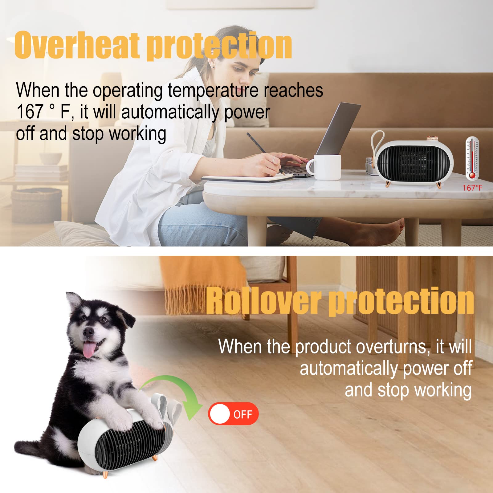 Metkiio Space Heater   Portable Mini Heater For Home And Office   Energy Efficient Small Space Heater With Overheating Protectio