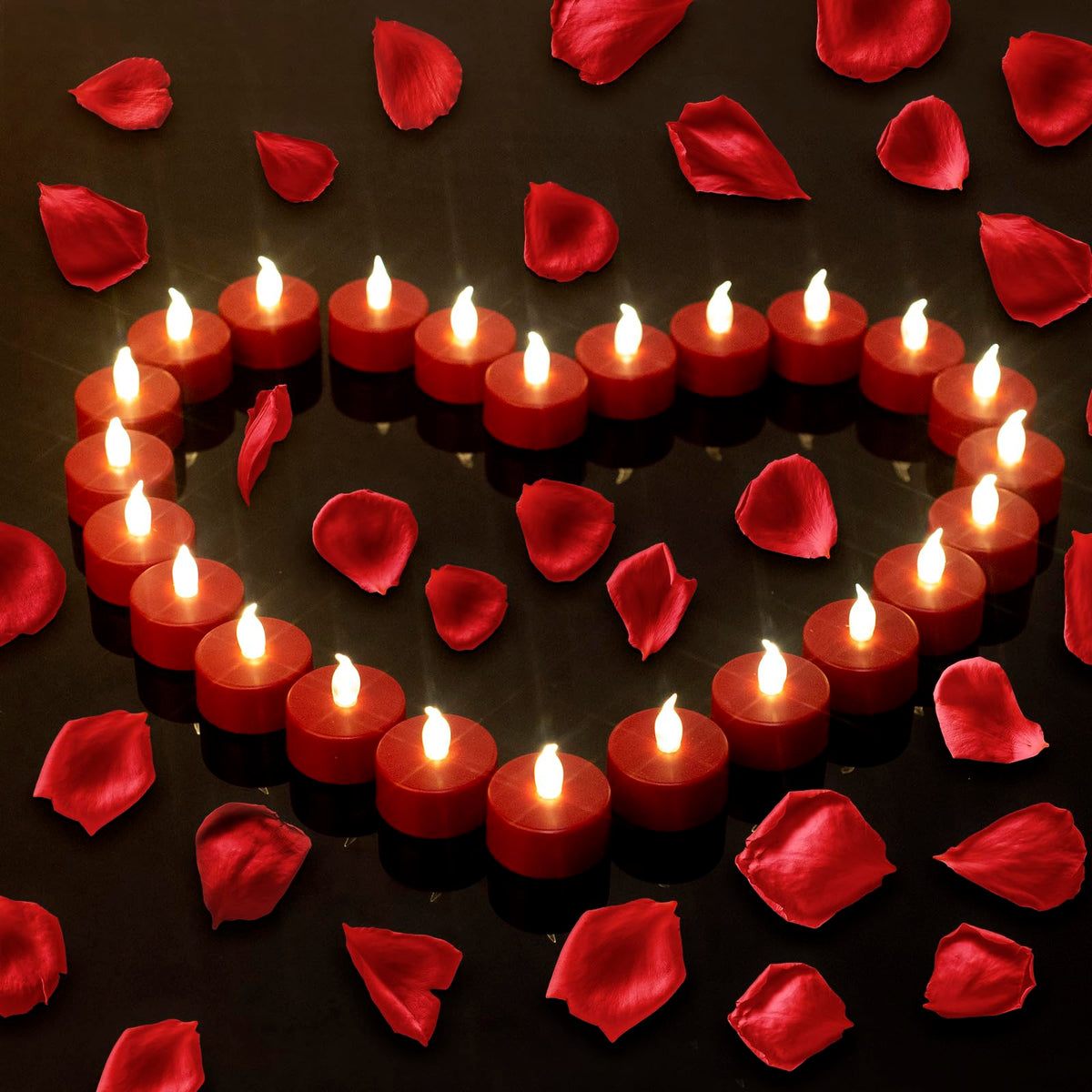 Tea Light, 24Pack Flameless Led Tea Lights Candles Flickering Red 200+ Hours Battery-Powered Tealight Candle. Ideal For Party, W