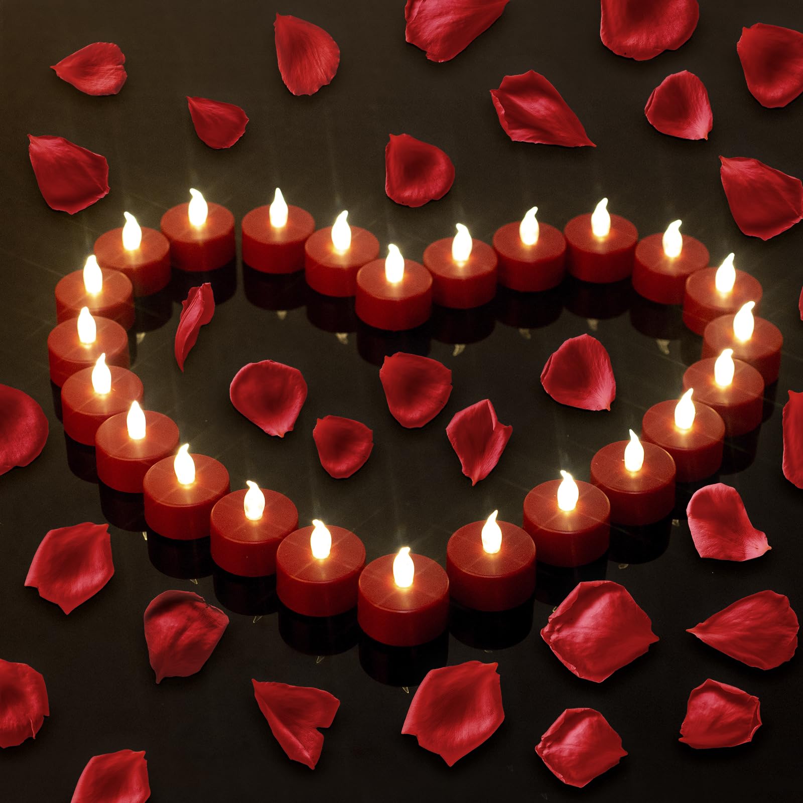 Tea Light, 24Pack Flameless Led Tea Lights Candles Flickering Red 200+ Hours Battery Powered Tealight Candle. Ideal For Party, W