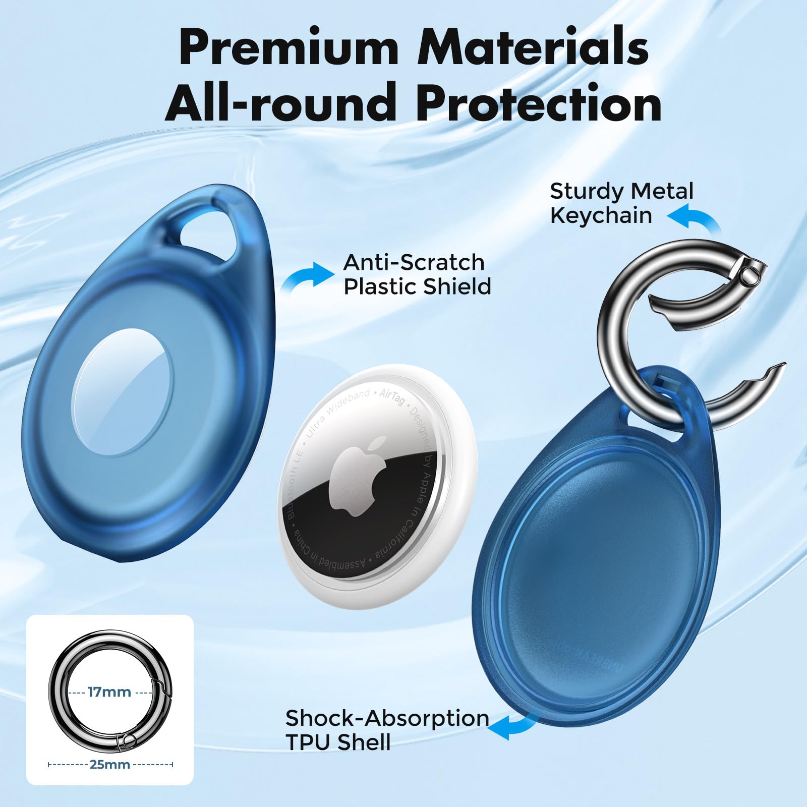 Unbreakcable Airtag Holder, [4 Pack] Ipx8 Waterproof Airtag Keyring Cover Case For Apple Airtag, Full Body Covered Airtag Holder