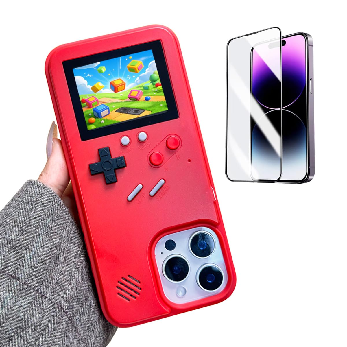 ERAKOLE Game Phone Case for iPhone 14 Pro Max Retro Video Game Cover Funny Playable Design, Shockproof Protective Gamer Case for
