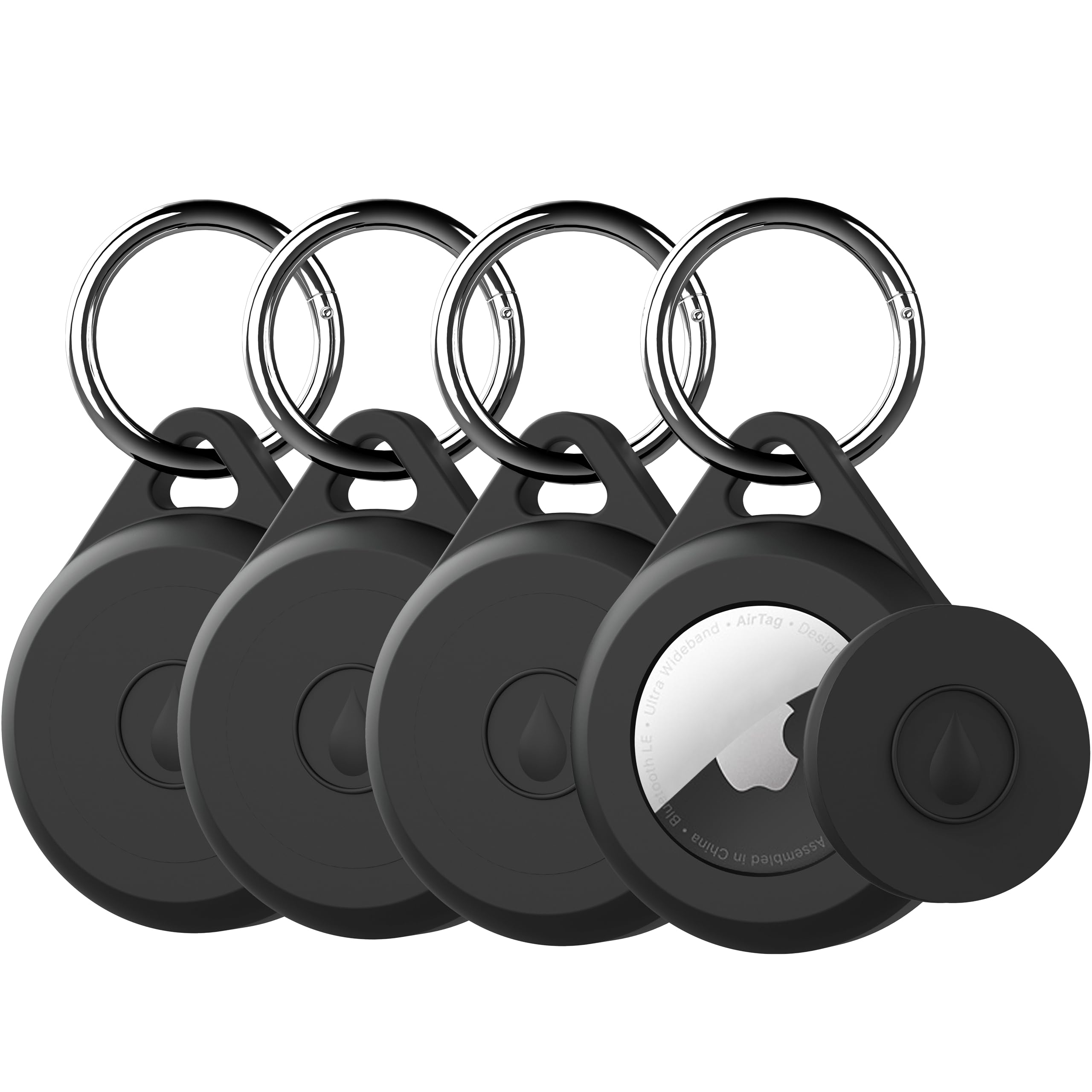 Lovyones Airtag Keychain Holder Case For Apple Airtag, 4 Pack Of Ipx8 Waterproof, Fully Shockproof, Anti Scratch Airtag Holder C