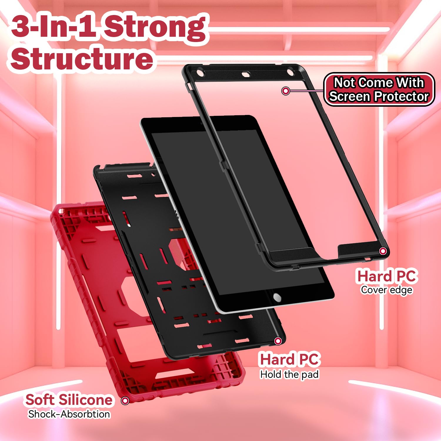 Grifobes Case For Ipad 9Th / 8Th / 7Th Generation 10.2 Inch (2021/2020/2019), Kick Stand Heavy Duty Shockproof Rugged Protective