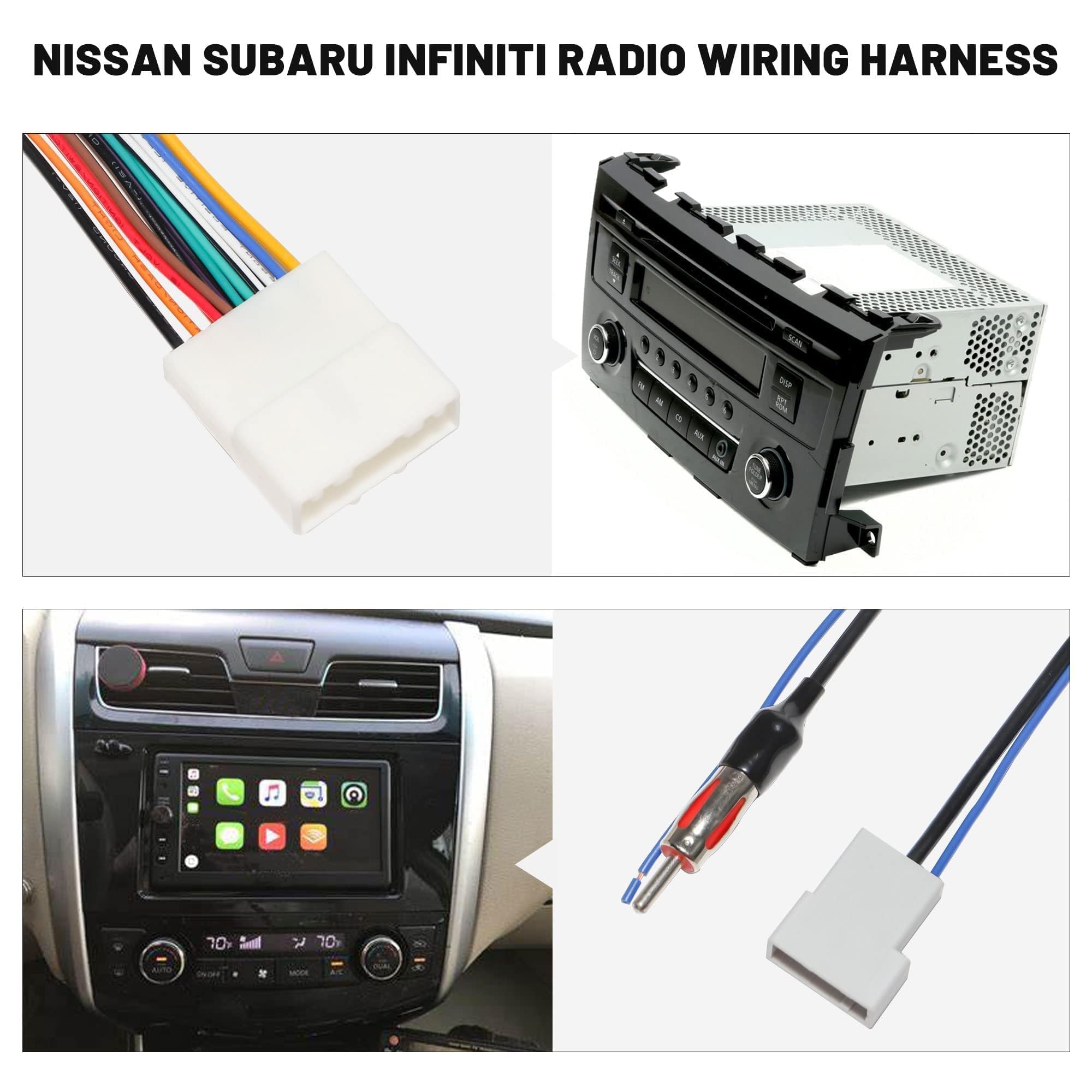 Nuith Radio Wiring Harness Connector Replacement For Nissan 2007 2019,Infiniti 2008 2013,Subaru 2008 2013 With Antenna Adapter P
