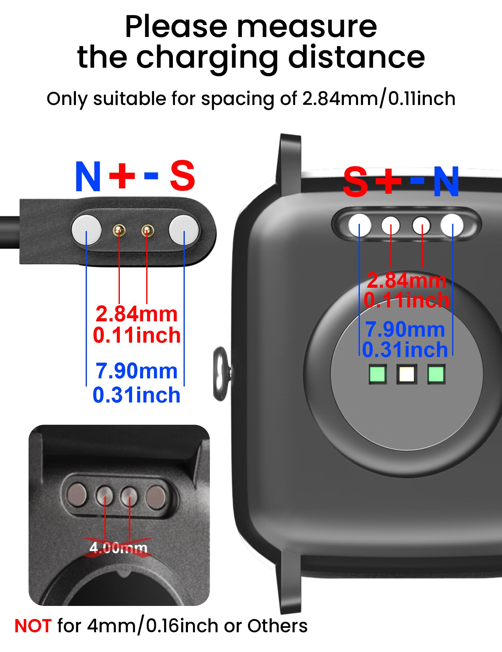 Sinoacc 3.3Ft USB Magnetic Smart Watch Charger for Umidigi, Letsfit, Yamay, Willful, Blackview - Compatible with Uwatch 3S/3/2