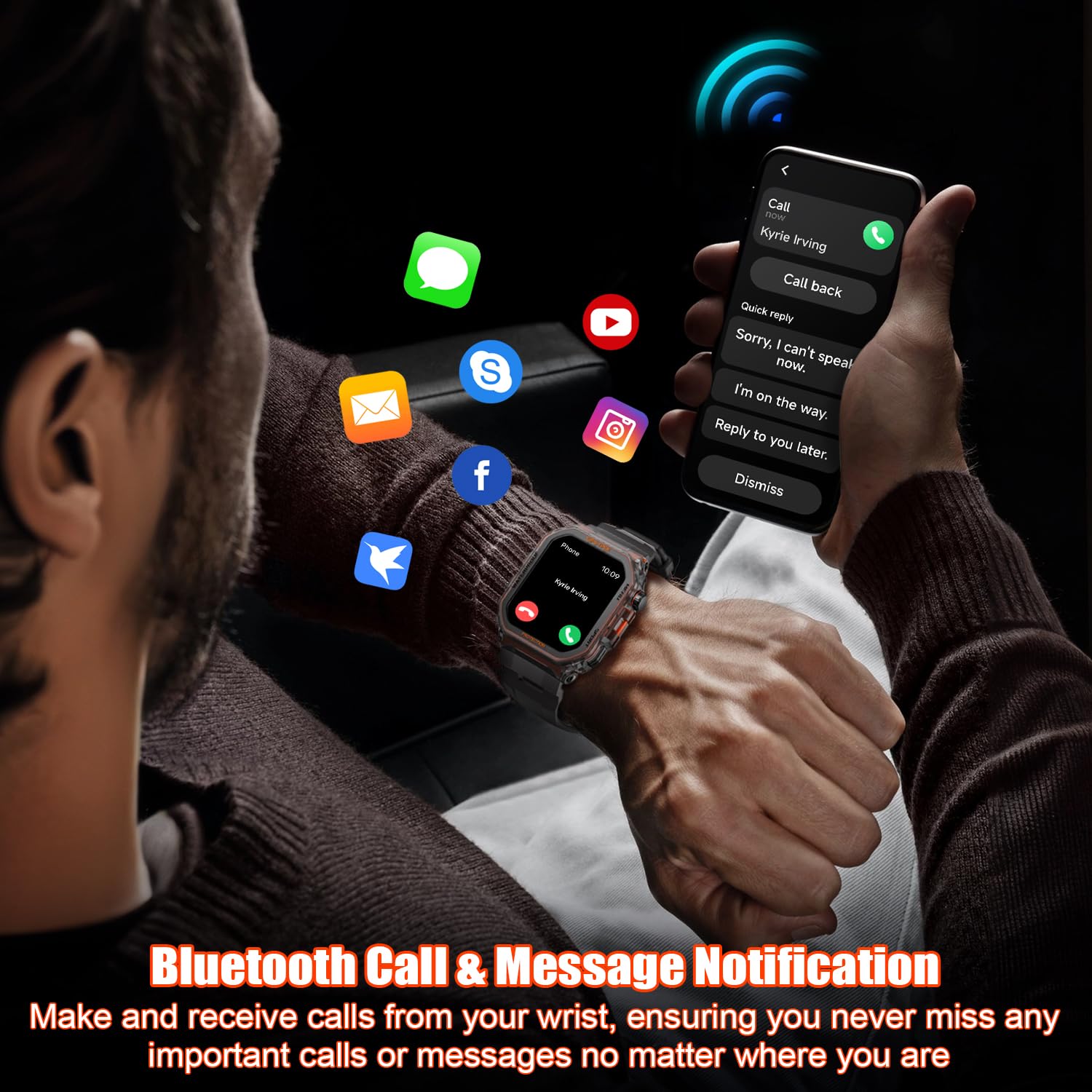 Smart Watches For Men - Military Smart Watch For Men, Fitness Watch Waterproof Ip68, 24/7 Heart Rate/Sleep/Stress, Activity Trac