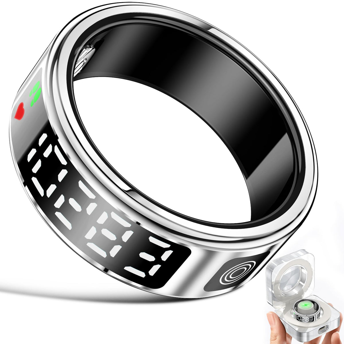 Gwenland Smart Ring Health Ring   Smart Rings For Women Men, Fitness Tracker Ring With Led Display Screen, Sleep Tracker Ring Co