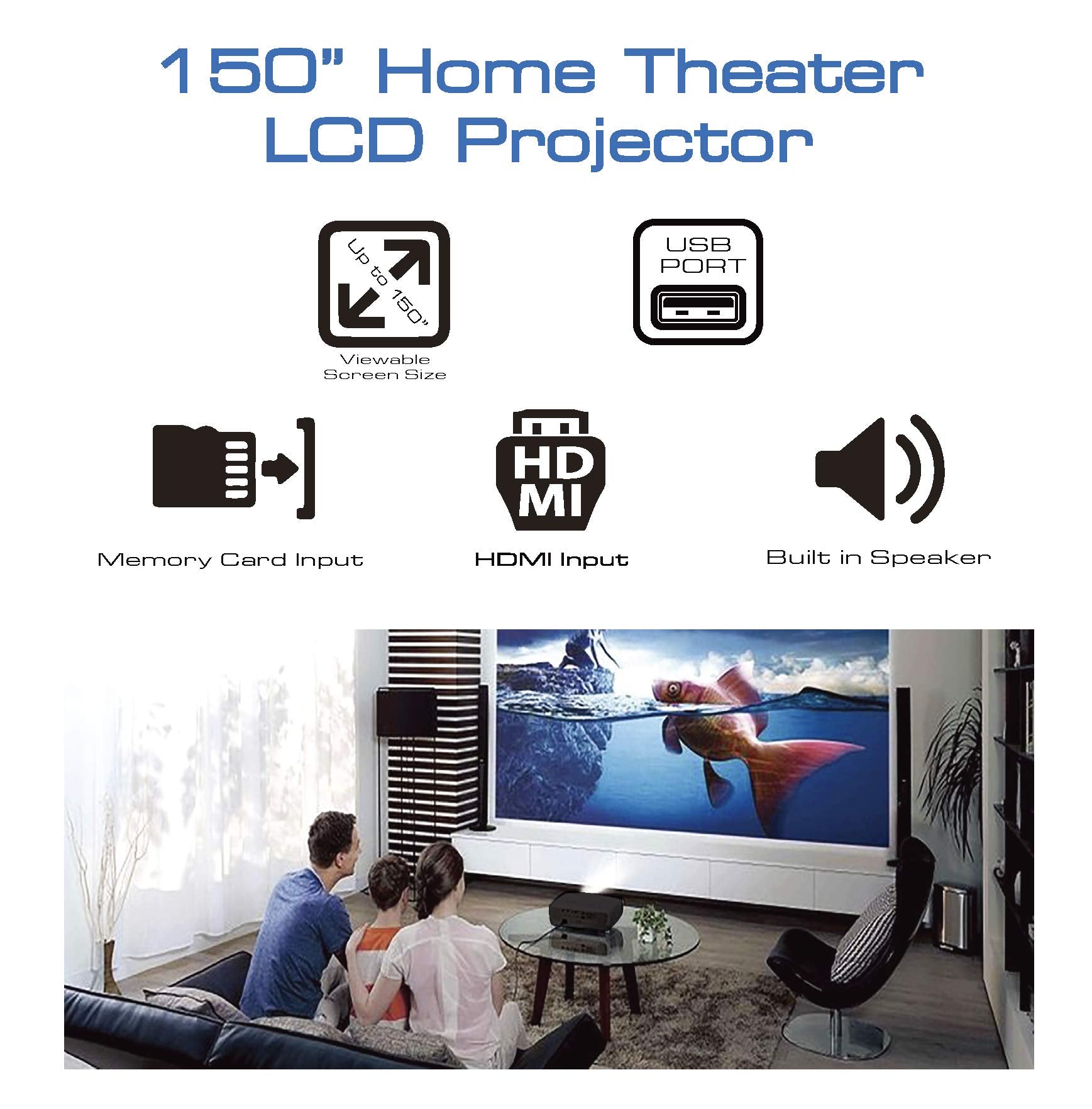 Naxa Electronics Home Theater Lcd Projector, 150 Inch, Black