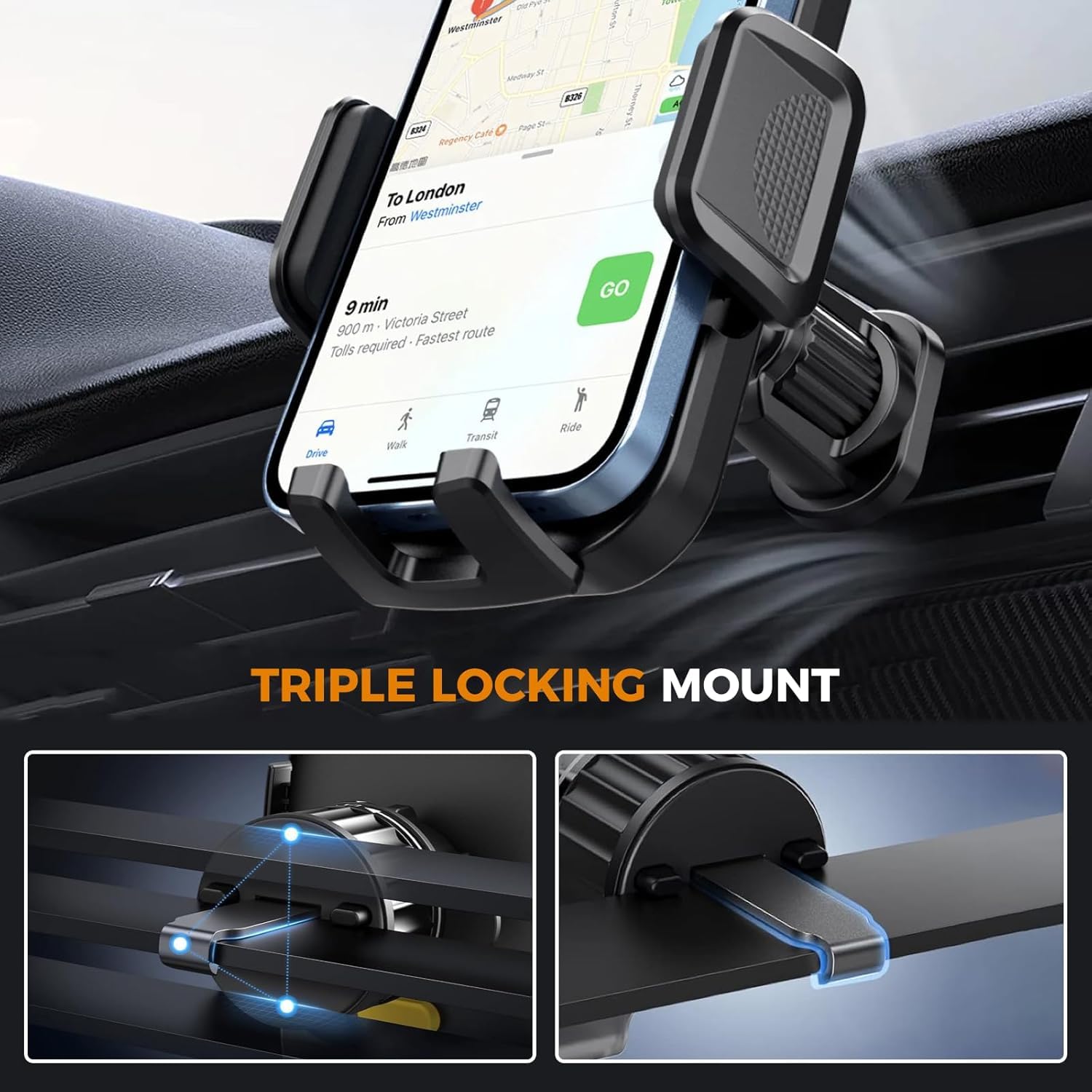 Yiokouz Phone Mount For Car,Military-Grade Car Phone Holder Mount Universal Automobile Dashboard Windshield Cell Phone Holder Tr