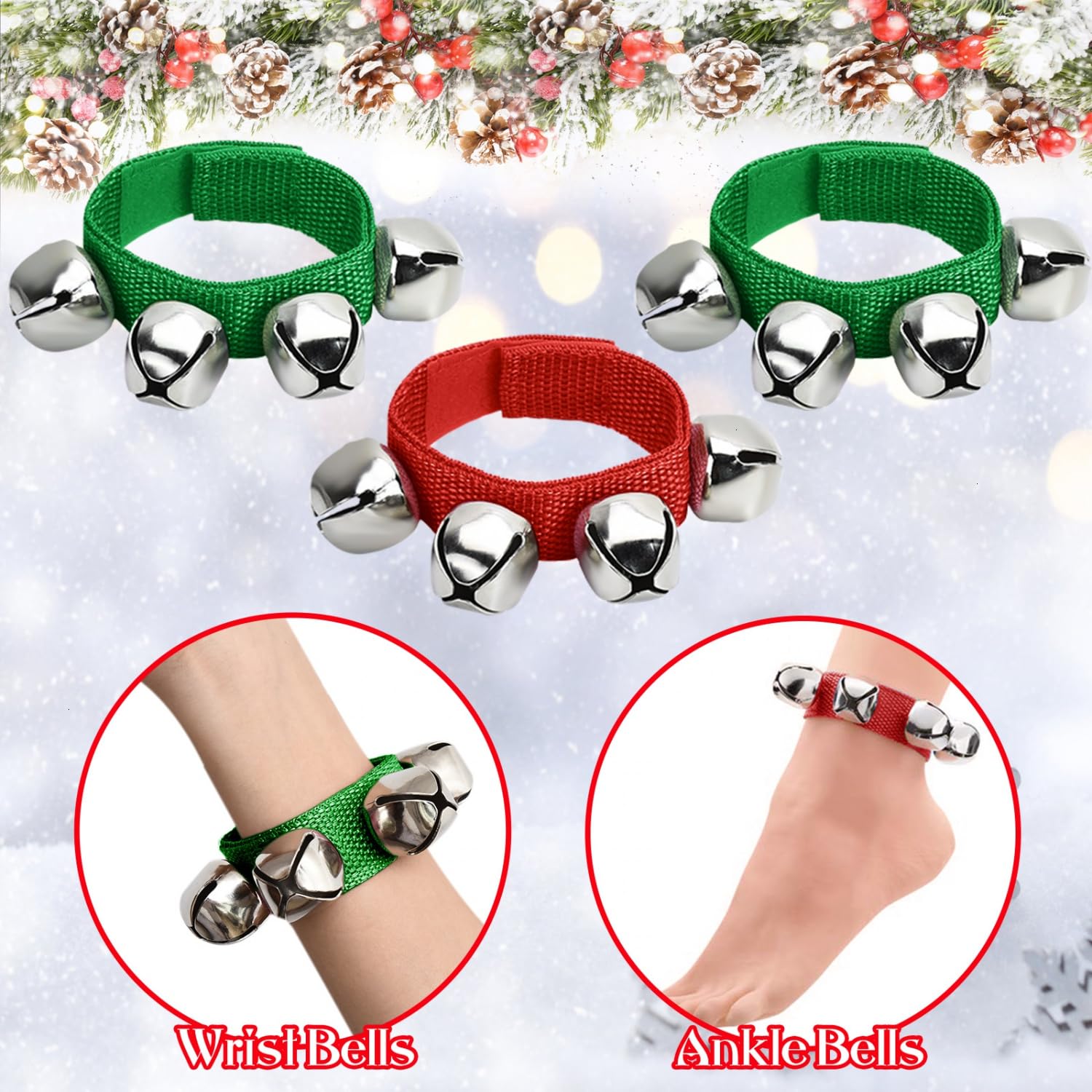 Yoleshy 20 Pcs Jingle Bells Instrument, Wrist Bells Hand Jingle Bells, Music Bells Instrument Jingle Bell Bracelet, Ankle Bells