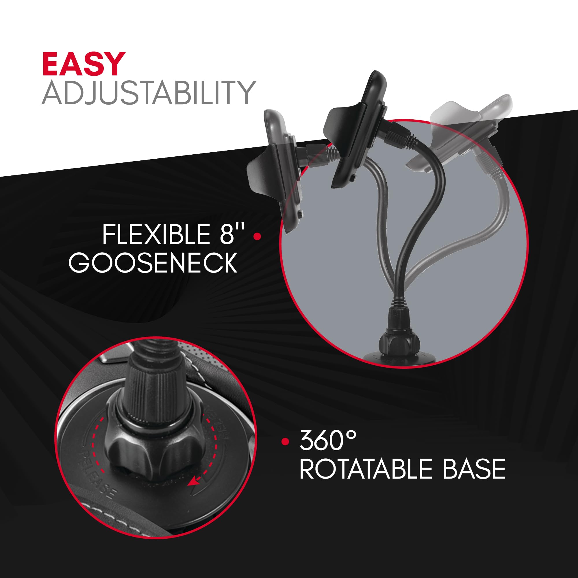 Macally Car Cup Holder Phone Mount   8    Long Flexible Gooseneck Cell Phone Holder Car Cup Holder With 360 Adjustable Holder