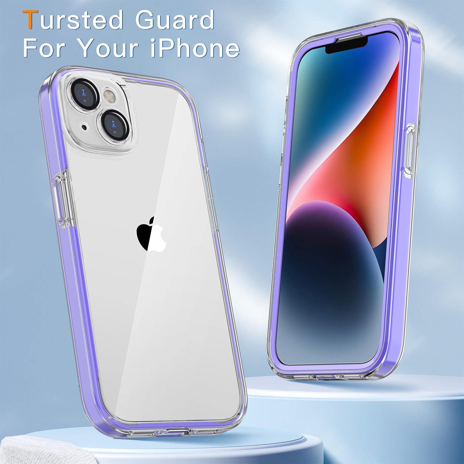 Coolqo Compatible For Iphone 15 Plus Case, With 9H Tempered Glass Screen Protector [Anti Yellowing] Military Grade Protection Pr