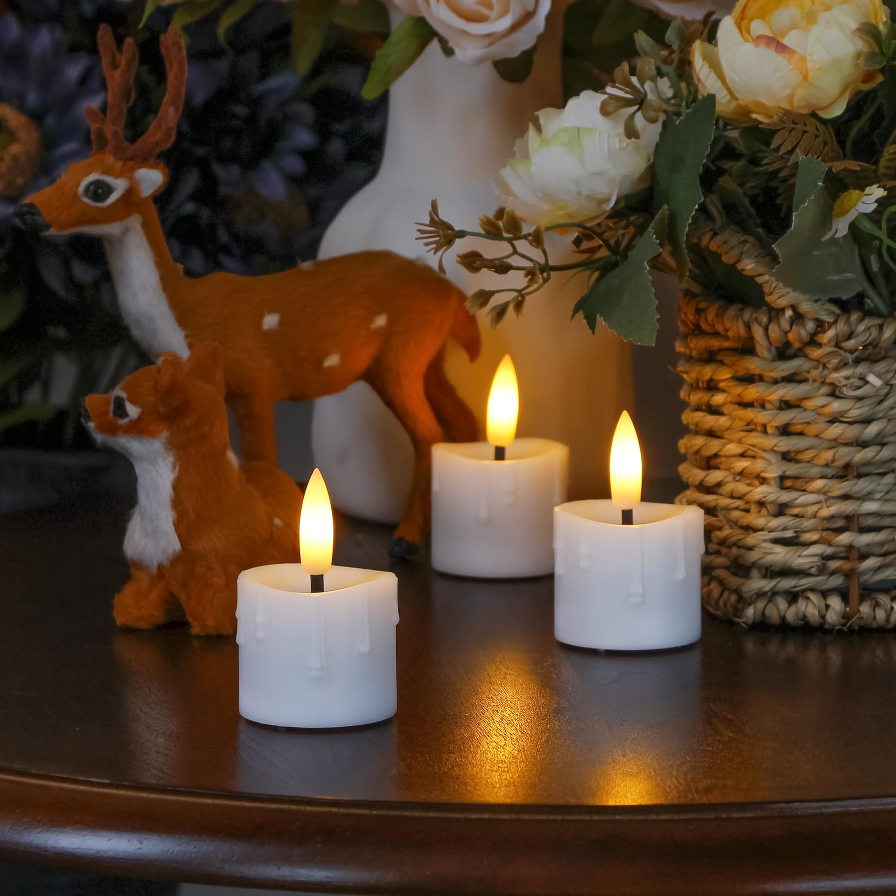 Yeelida Flameless Led Remote & Timer 1.6'' X2.5'' Plastic Tea Light Candles With Batteries, 6Pcs Battery Operated Flickering Ele